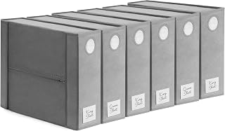 Dreamzie 6 Pack Bed Sheet Organizers and Storage - Front Window and Label - Foldable Linen Closet Organizers and Storage - Gray