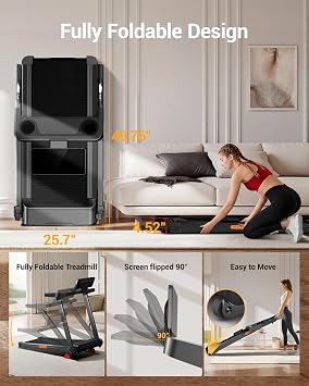 CURSOR Treadmills for Home with 20% Incline, 400 lb Capacity & 8.7MPH Compact Folding Treadmill 3.5HP Brushless, 42.5 *16.1 Running Area & Shock Absorption for Running/Walking | Compact Folding Treadmill 3.5HP Brushless, 42.5 *16.1 Running Area & Shock Absorption for Running/Walking