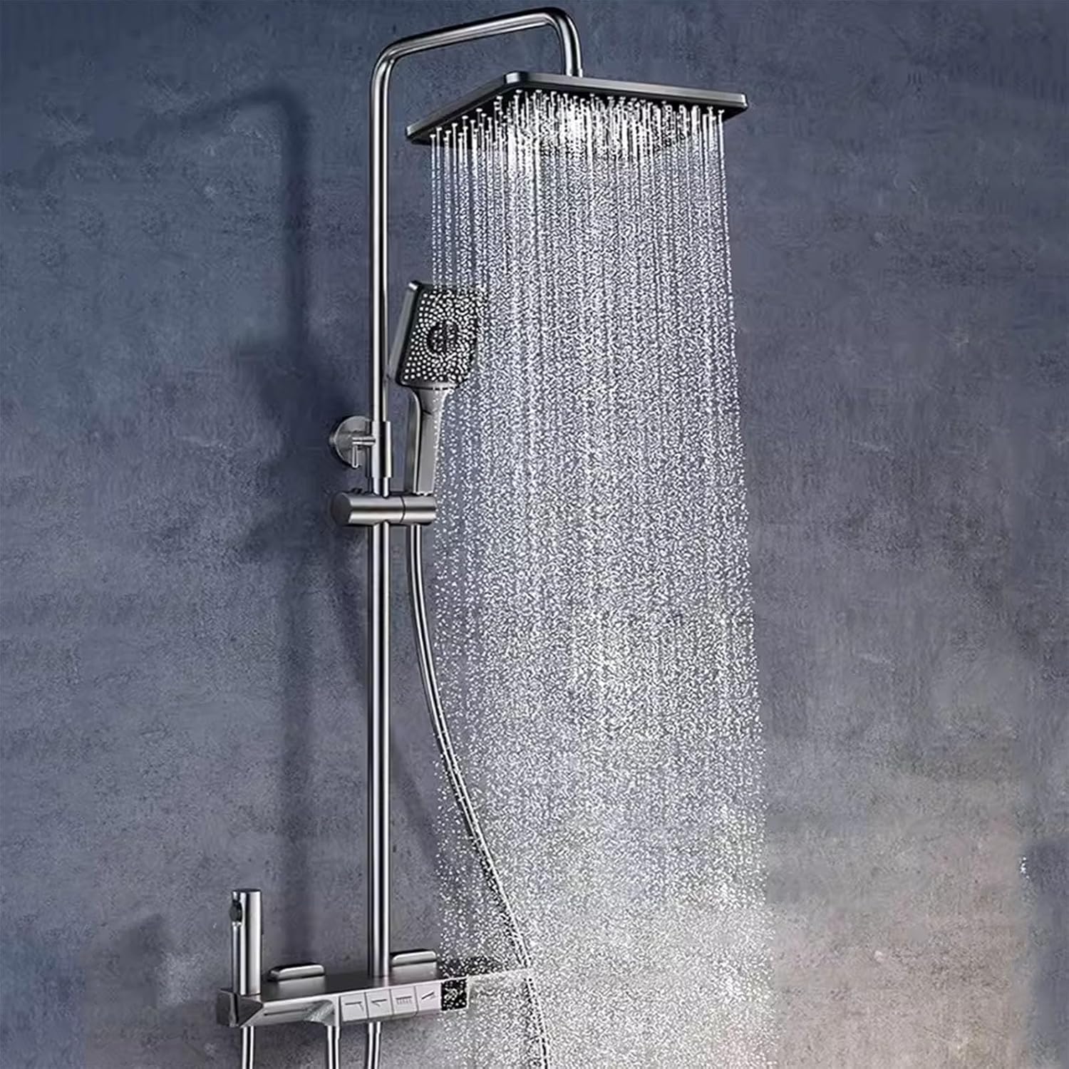 Shower,Intelligence Number Constant Temperature Bathing Floral Dress,Swivelable Switable Screen,Warm Control Display Screen (White Constant) (Gray Cold)