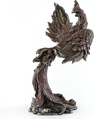Top Collection Mythical Rising Fire Phoenix Statue - Legendary Immortal Bird Sculpture in Premium Cold Cast Bronze - 12.25-Inch Powerful and Majestic Figurine