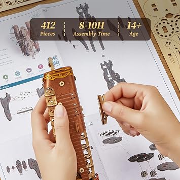 FUNPOLA 3D Wooden Puzzle Steampunk Airship DIY Voyage Model Kit, Home Decor Display, Creative Gift for Adults(20,000 Leagues Yellow)