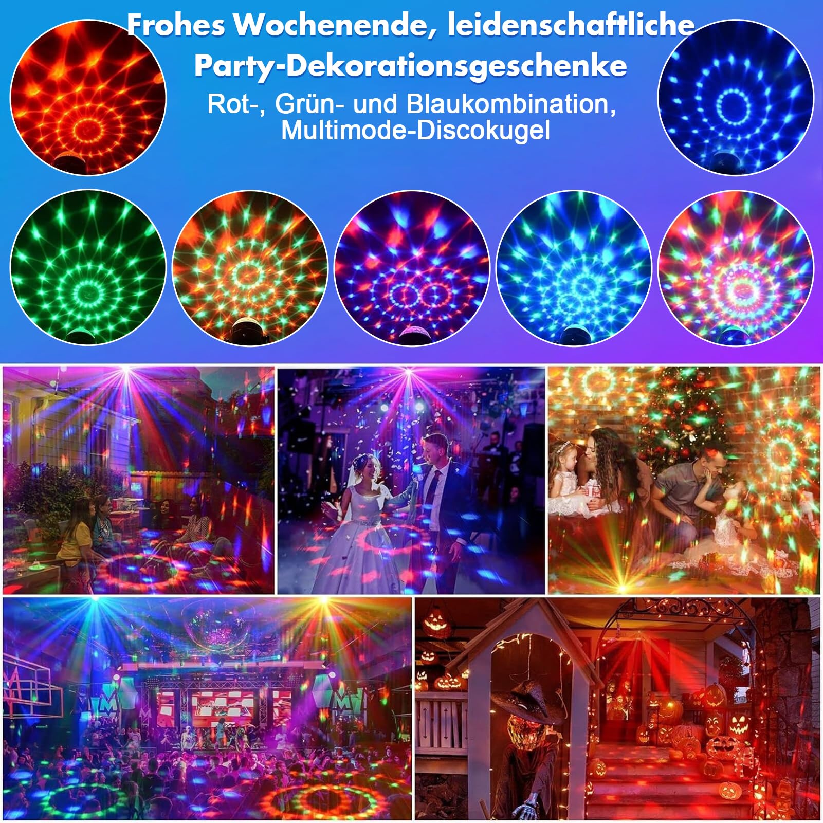 Lampe de Scène, Fwiull Lumière Disco à 7 Yeux avec Télécommande