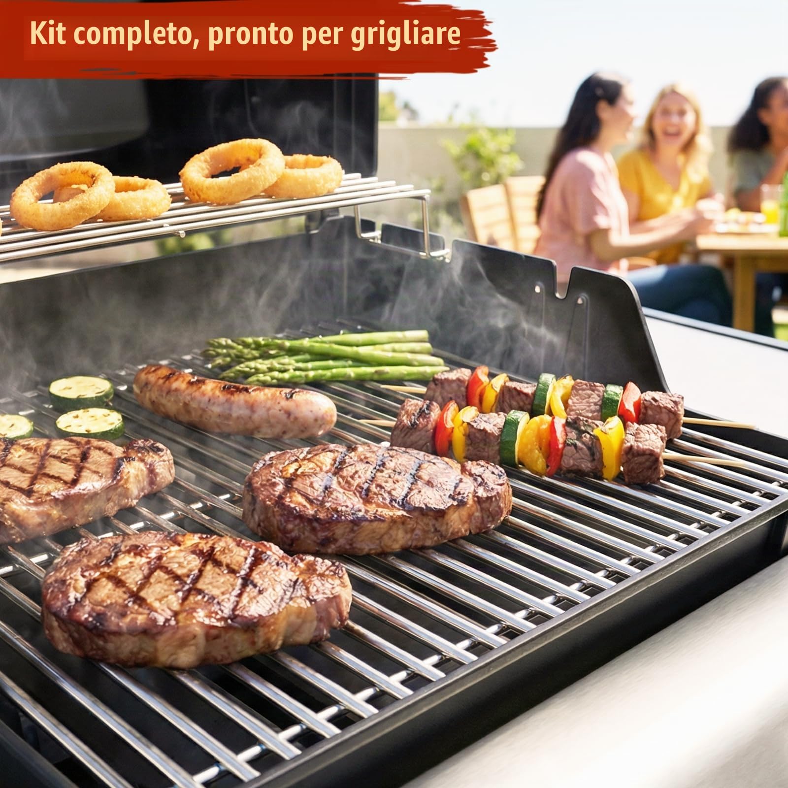 Denmay Parti di ricambio universali per barbecue Charbroil, Barbecook Vanilla, Barbecook 300, Tenneker TG4, bruciatore da 31-45 cm, copertura bruciatore da 37 cm e crossover, diffusore fiamma