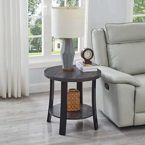 Miniatura 4 de Roundhill Furniture Anze - Mesa auxiliar redonda contemporánea de madera con acabado blanco Blanco,Carbón vegetal,https://www.amazon.com/dp/undefined