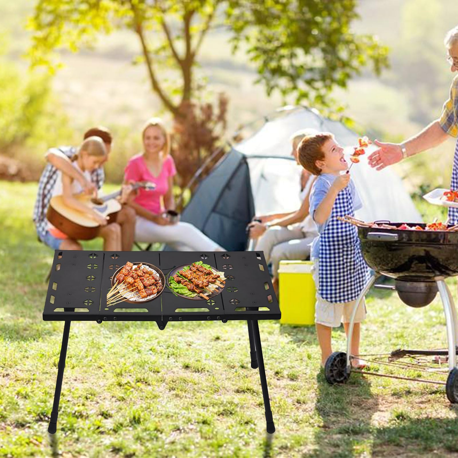 AIZYR Tavolo da Campeggio Pieghevole in Alluminio Tavolo da Picnic con Altezza Regolabile, Tavolo da Viaggio Leggero per Esterni, Picnic, Spiaggia, Barbecue, Patio