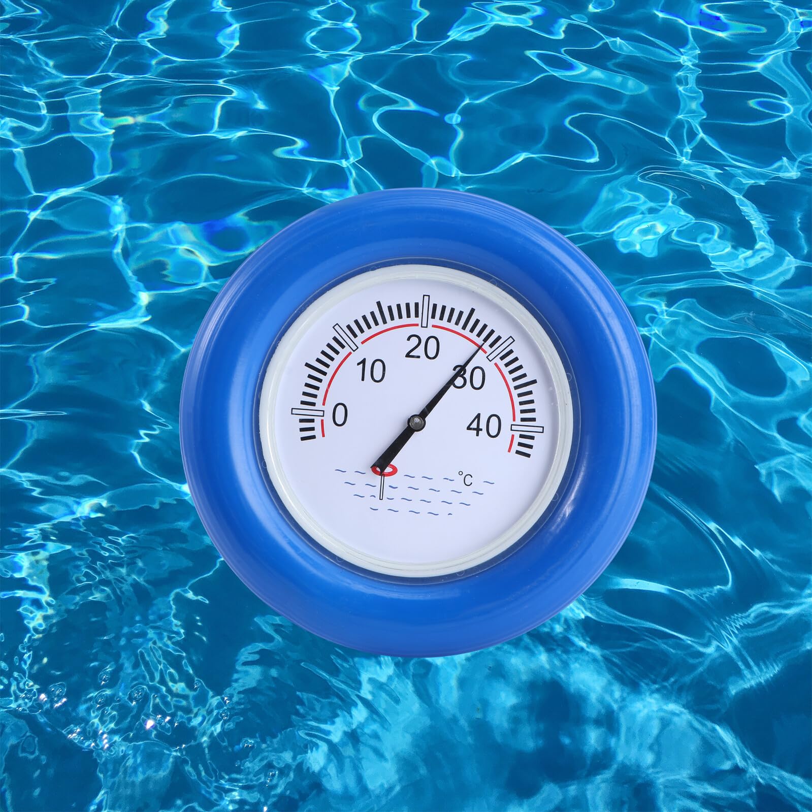 Poolthermometer mit Sommeratmosphäre Schwimmendes aus Edelstahl und Kunststoff und Schwimmend für Outdoor Schwimmbäder und Fischteiche