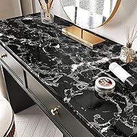 Vista 2 de Papel adhesivo de mármol negro para encimeras, papel tapiz autoadhesivo para armarios, encimera de mármol, papel tapiz impermeable para baño