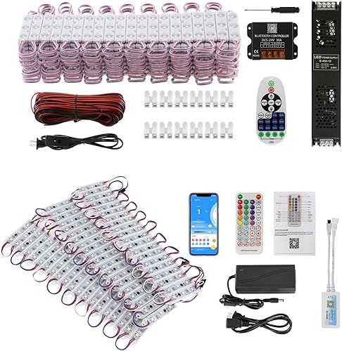 Dyna-Living Luz LED RGBIC de 30 pies y luces LED blancas de 100 pies, aplicación Bluetooth y control remoto IR, luces LED impermeables para negocios