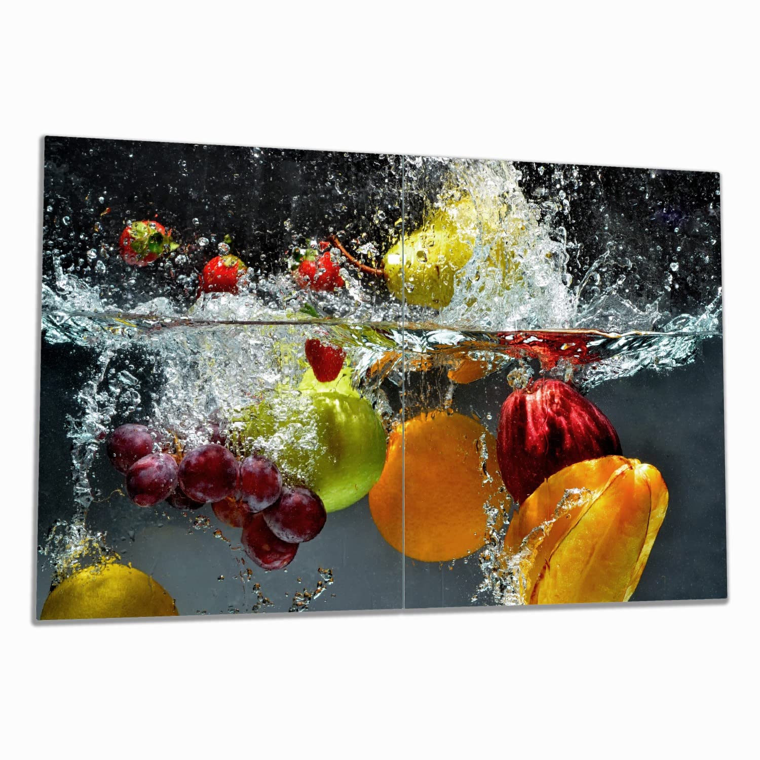Wallario Herdabdeckplatte - 2-teilige Glasplatte 80x52cm Mit Gecko-Motiv