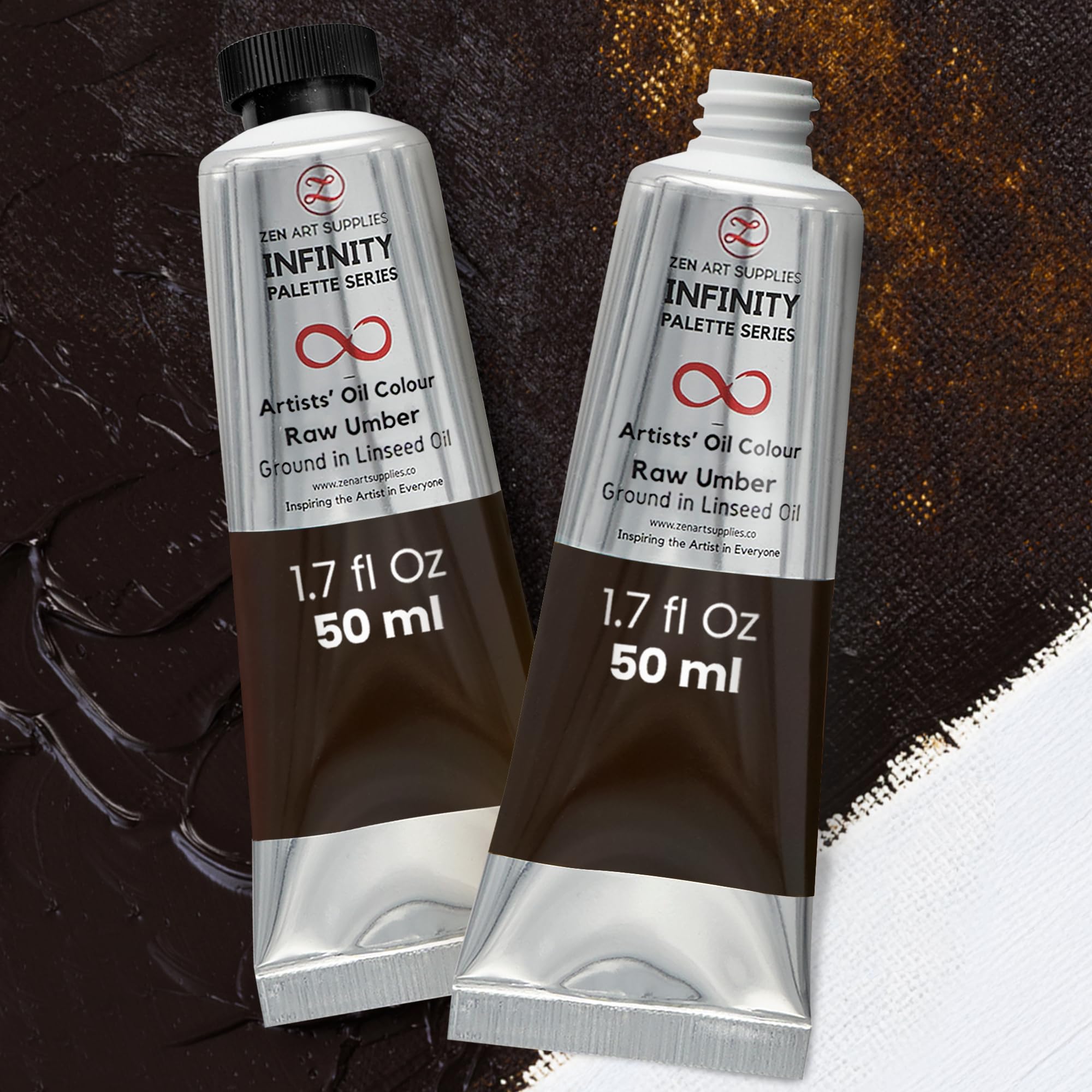 ZenART Oil Paint - Raw Umbre | 2 x 50ml Professional Artist Oil Paint Tubes | Rich Pigment, Smooth Texture, Non-Toxic | Ideal for Fine Art, Portraits, Landscapes โ image 1