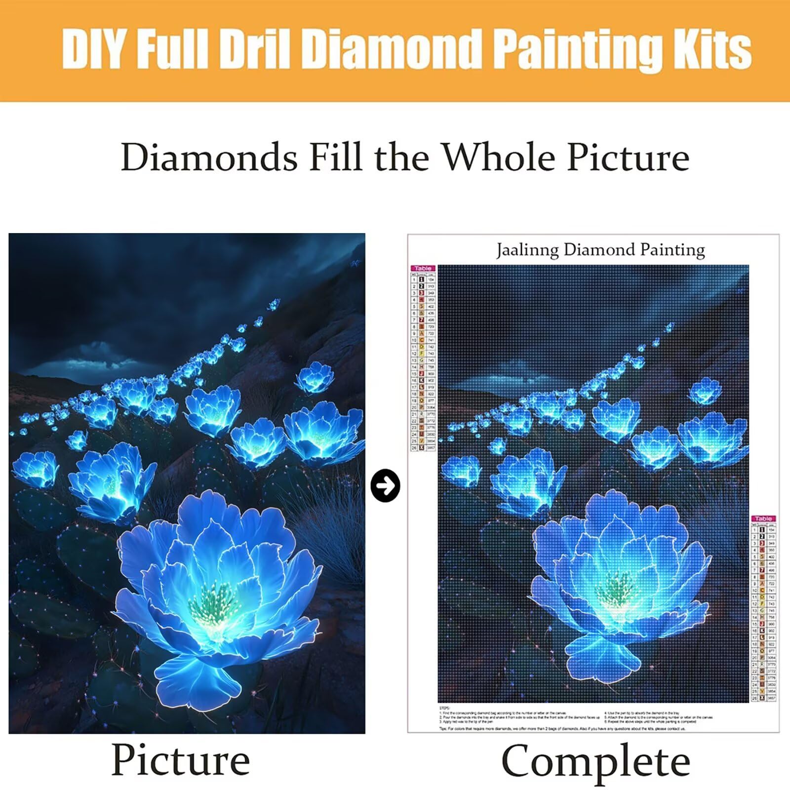 Diamond Painting Kit Completo, Diamond Painting Pianta, 5D Quadrato Pittura Diamante Kit Manualidades Adultos DIY Diamantini Crystal Art Disegni Ricamo Punto Croce Artigianale, 60x90cm Fiori j0-978