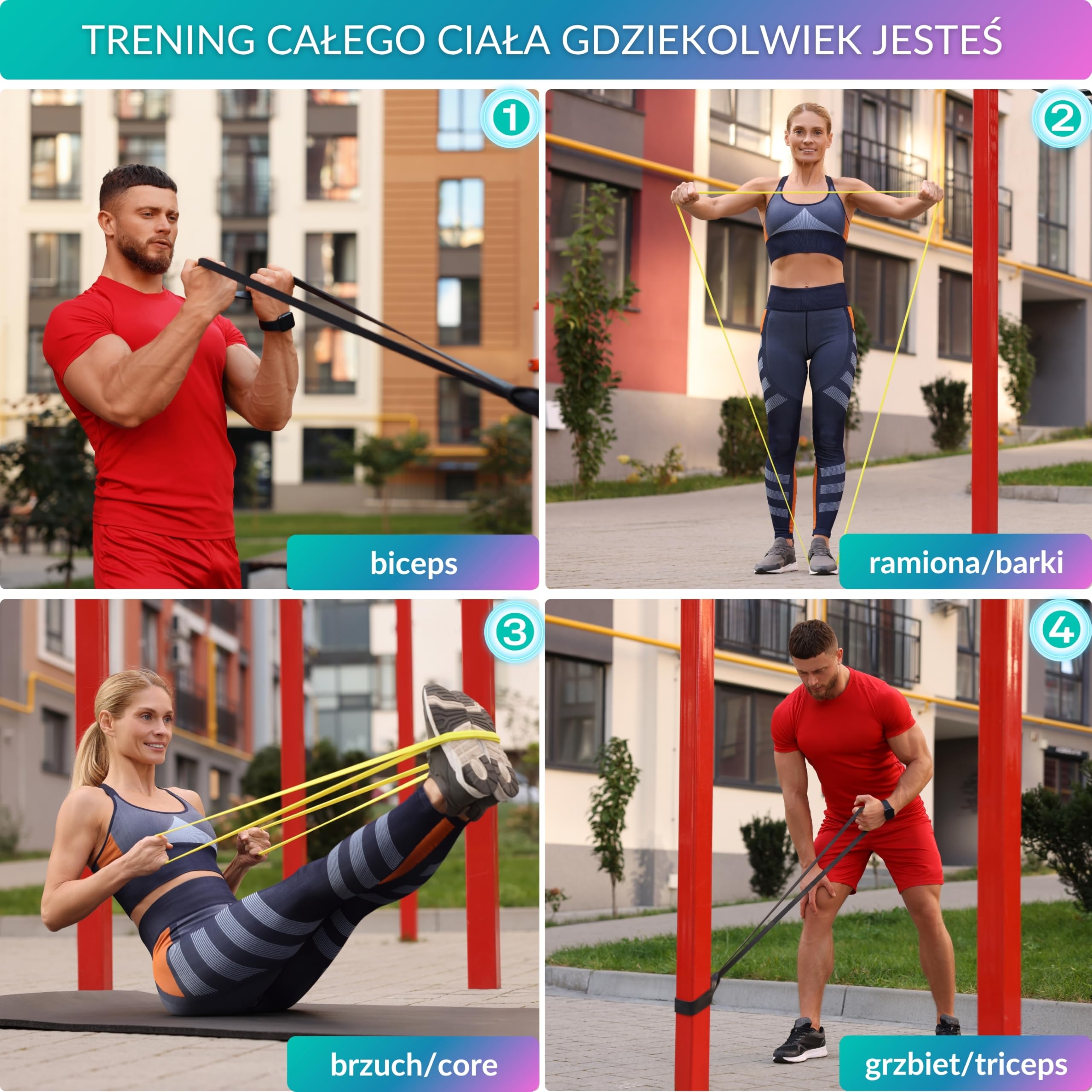 Gumy Oporowe - Zestaw 3 Gum do Ćwiczeń, Power Bands 3-29 kg | z Naturalnego Lateksu Wyjątkowo Trwałe, z Planem Treningowym PDF na 30 Dni, Instrukcją Ćwiczeń i Woreczkiem do Przechowywania