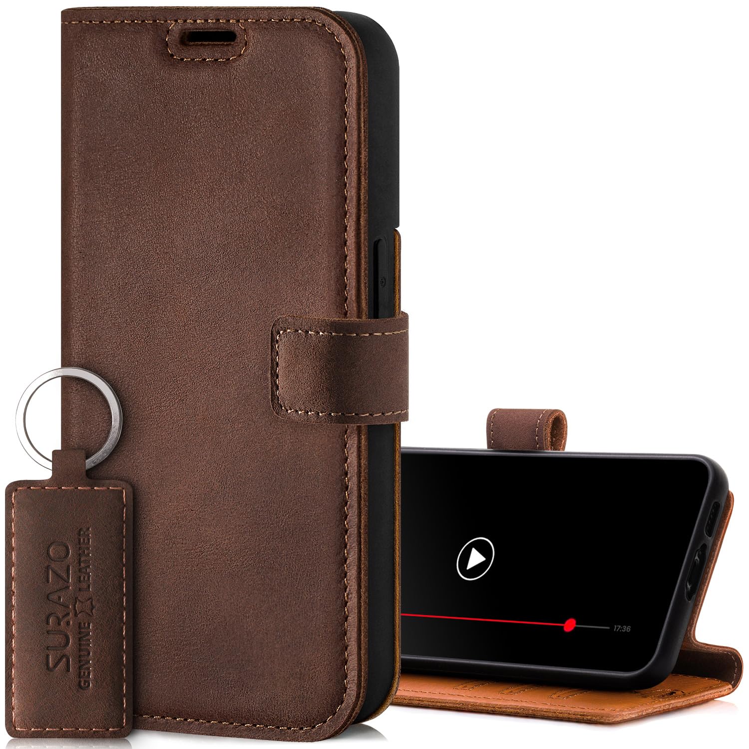 LENSUN Echt lederen hoes voor iPhone 15 Pro Max, telefoonhoes van echt leer met magneetvergrendeling en RFID-bescherming, flip lederen hoes voor iPhone 15 Pro Max 5G - Zwart LENSUN Echt lederen hoes voor iPhone 15 Pro Max, telefoonhoes van echt leer met magneetvergrendeling en RFID-bescherming, flip lederen hoes voor iPhone 15 Pro Max 5G - Zwart