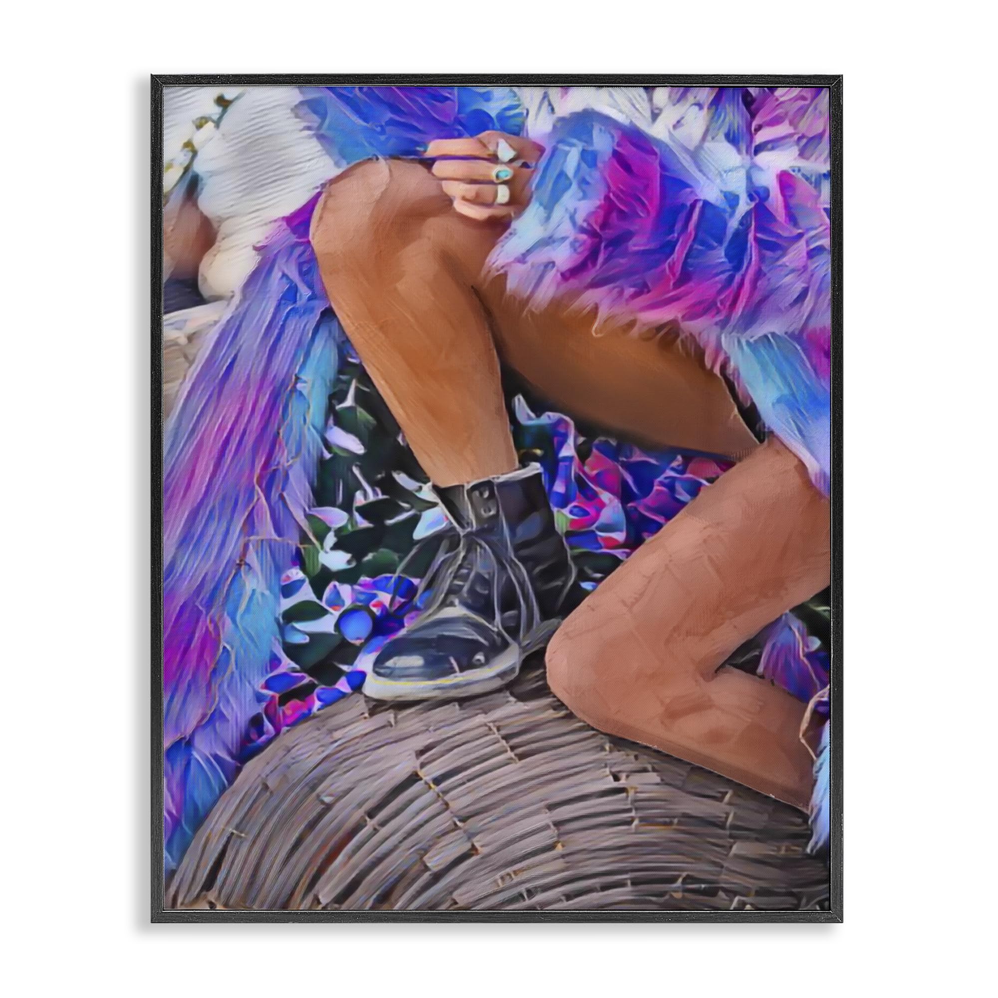 Stupell Industries Purple Fur & Boots Black Framed Giclee Art, design by Jesse Keith, 14 x 11