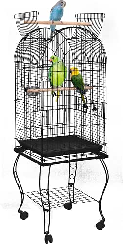 SUPER DEAL 64'' Rolling Bird Cage Large Wrought Iron Cage