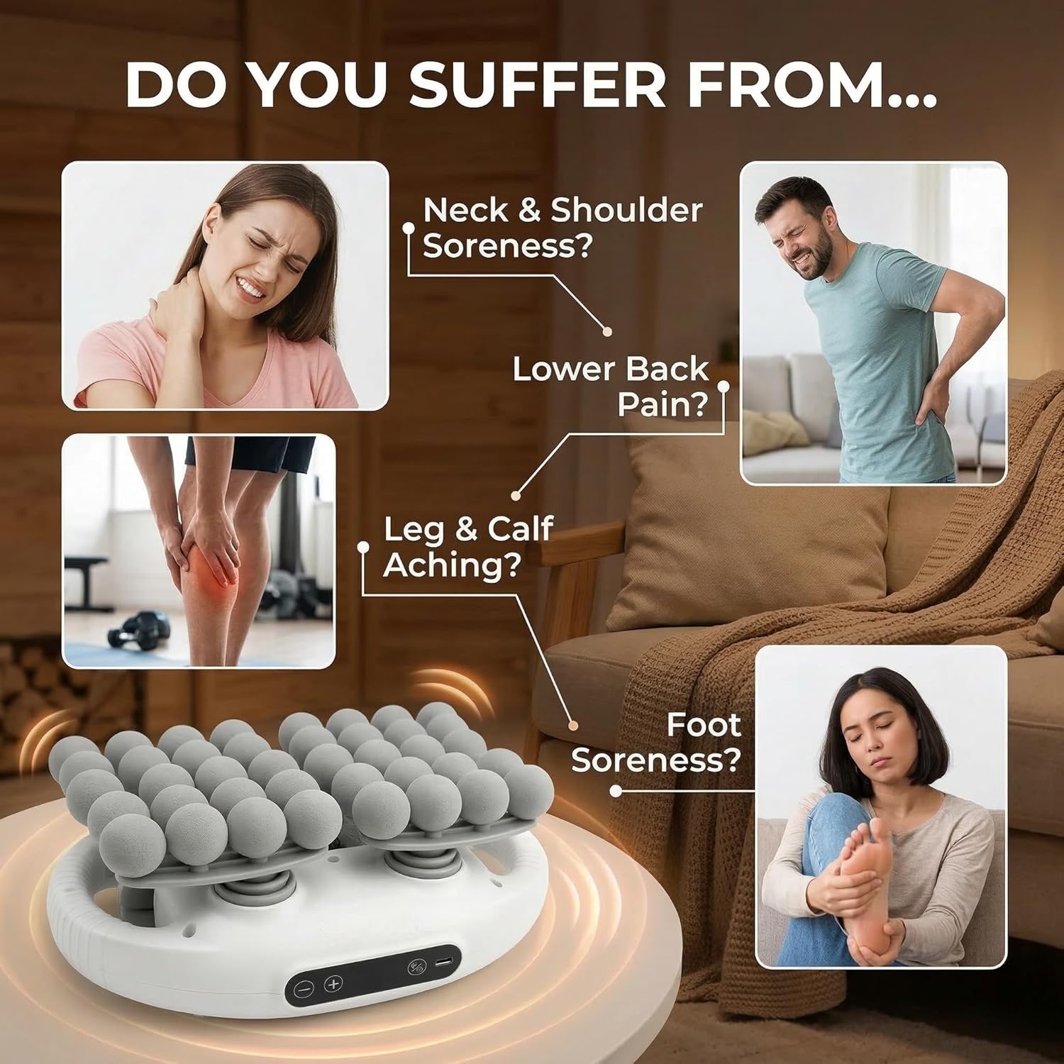 Massage Gun for Pain Relief, 40 Head Deep Tissue Percussion Massager with 9 Modes & 9 Intensity Levels, Electric Muscle Massager for Back, Neck, Shoulders, Legs & Glutes, Portable for Home & Office