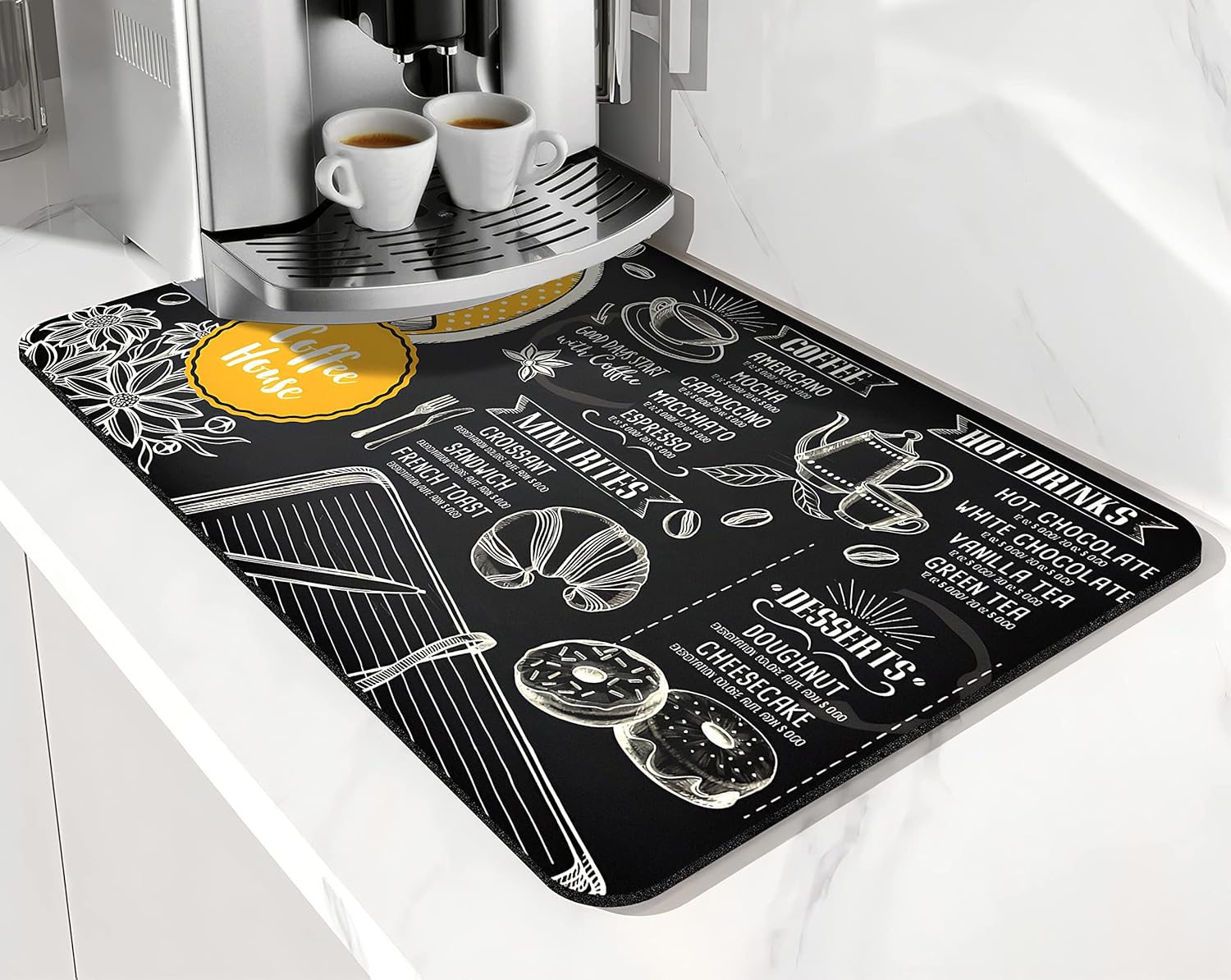 Coffee Bar mat Accessories for Countertop Absorbent Hide