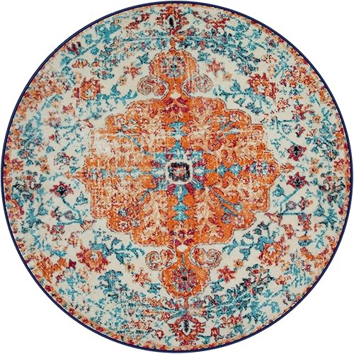 Miniatura 183 de Lahome Alfombra bohemia con medallón floral de 3 x 5 pies, suave, impresa, para baño, cocina, entrada, vestíbulo, vintage, antideslizante, lavable