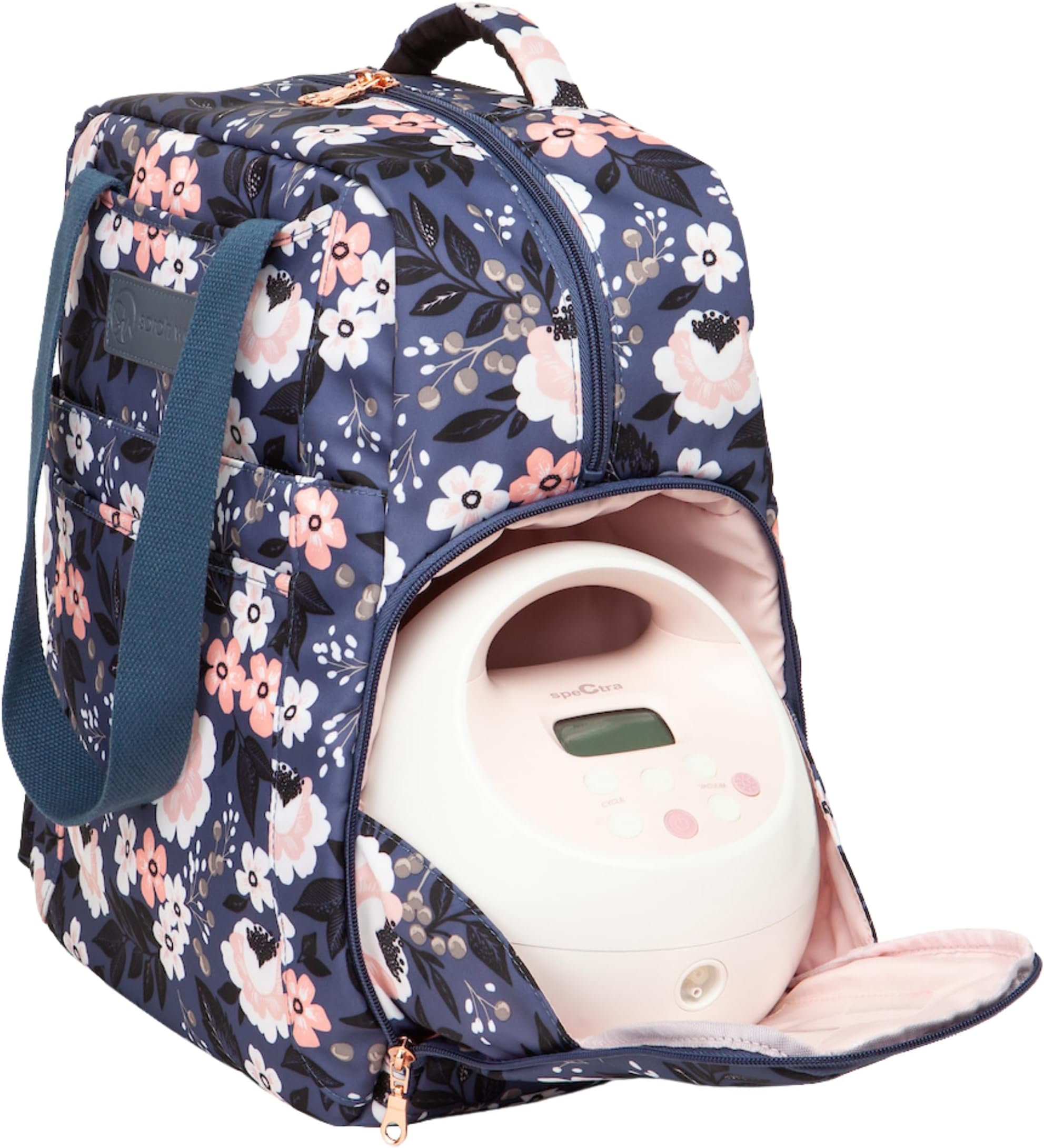 Kelly Breast Pump Backpack & Tote - Insulated Pocket, Laptop Sleeve & Easy-Clean Design, Fits All Pumps, Diaper Bag for Moms (Le Floral)