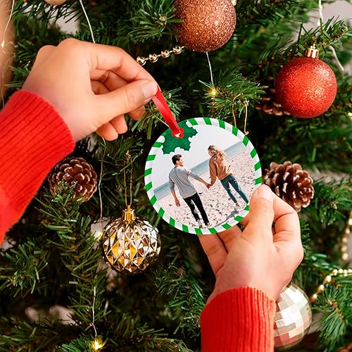 Miniatura 11 de Adorno de Navidad personalizado, foto personalizada con imagen y nombre, decoración del árbol de Navidad, bolsa de terciopelo incluida, adorno
