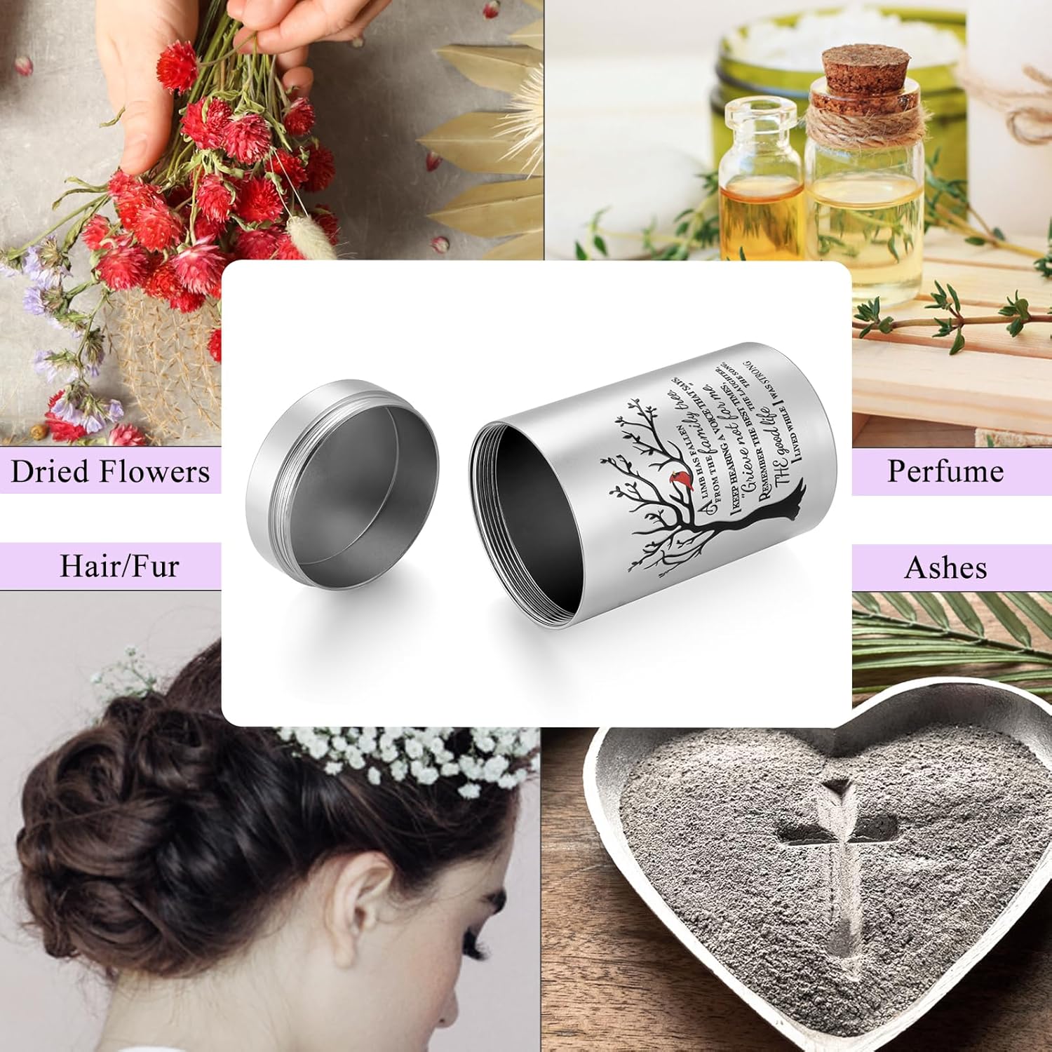 SOITIS Small Urns for Human Ashes Keepsake, 3.54 Inch Mini Urn for Human Ashes, Memorial Keepsake for Men Women, Cremation Urns for Adult Female Male - Tree of Life Silver Funeral Urn - Image 4