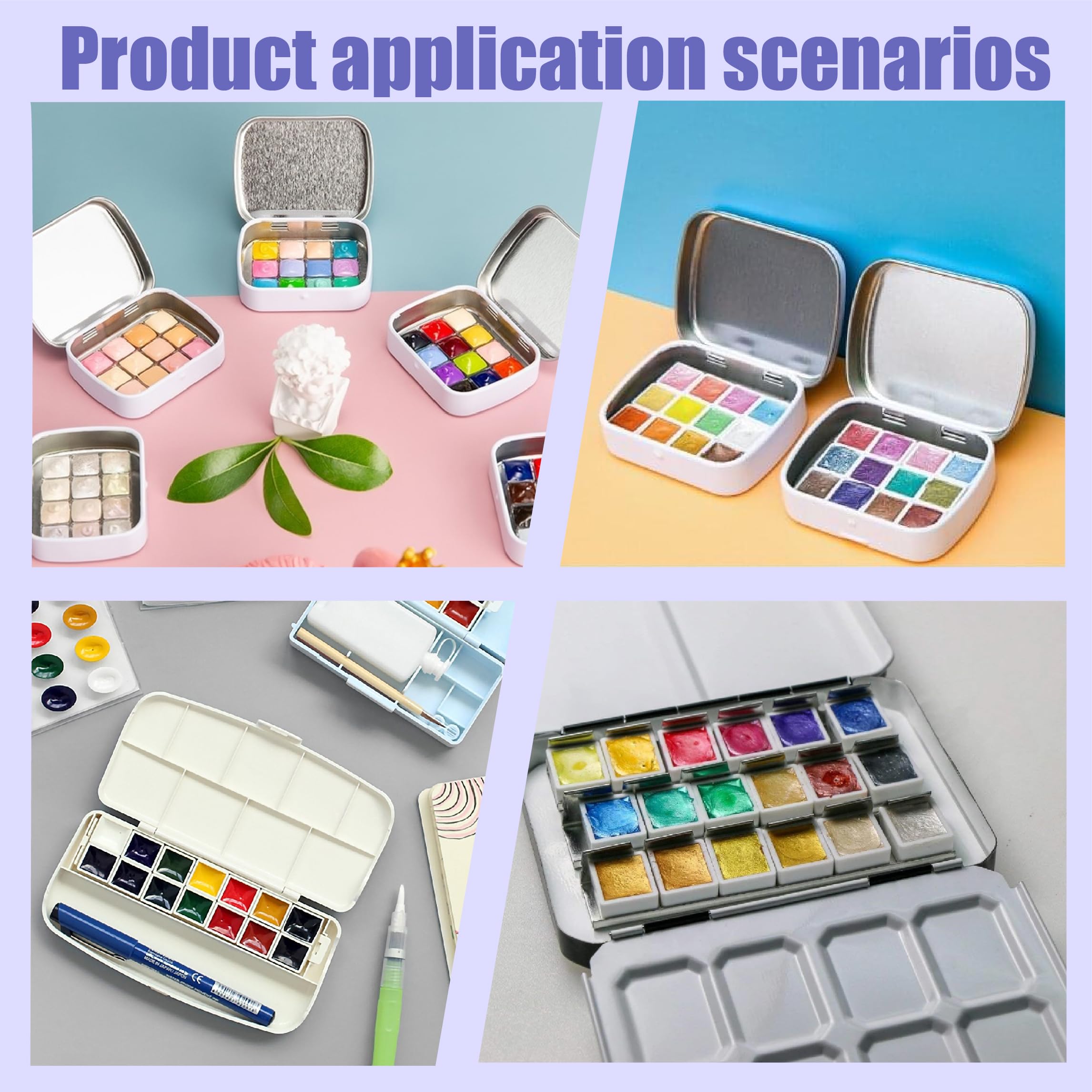 Tavolozza Acquerelli In Metallo Con 50 Color - Scatola Portatile Per Artisti E Principianti