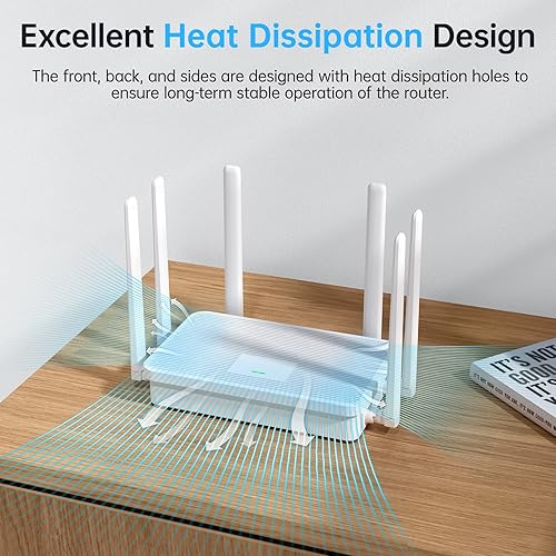 Miniatura 4 de UeeVii WR3000K WiFi6 AX3000 Router WiFi, doble banda 6 antenas router inalámbrico, adecuado para puente inalámbrico y AP, WPS y malla de un solo