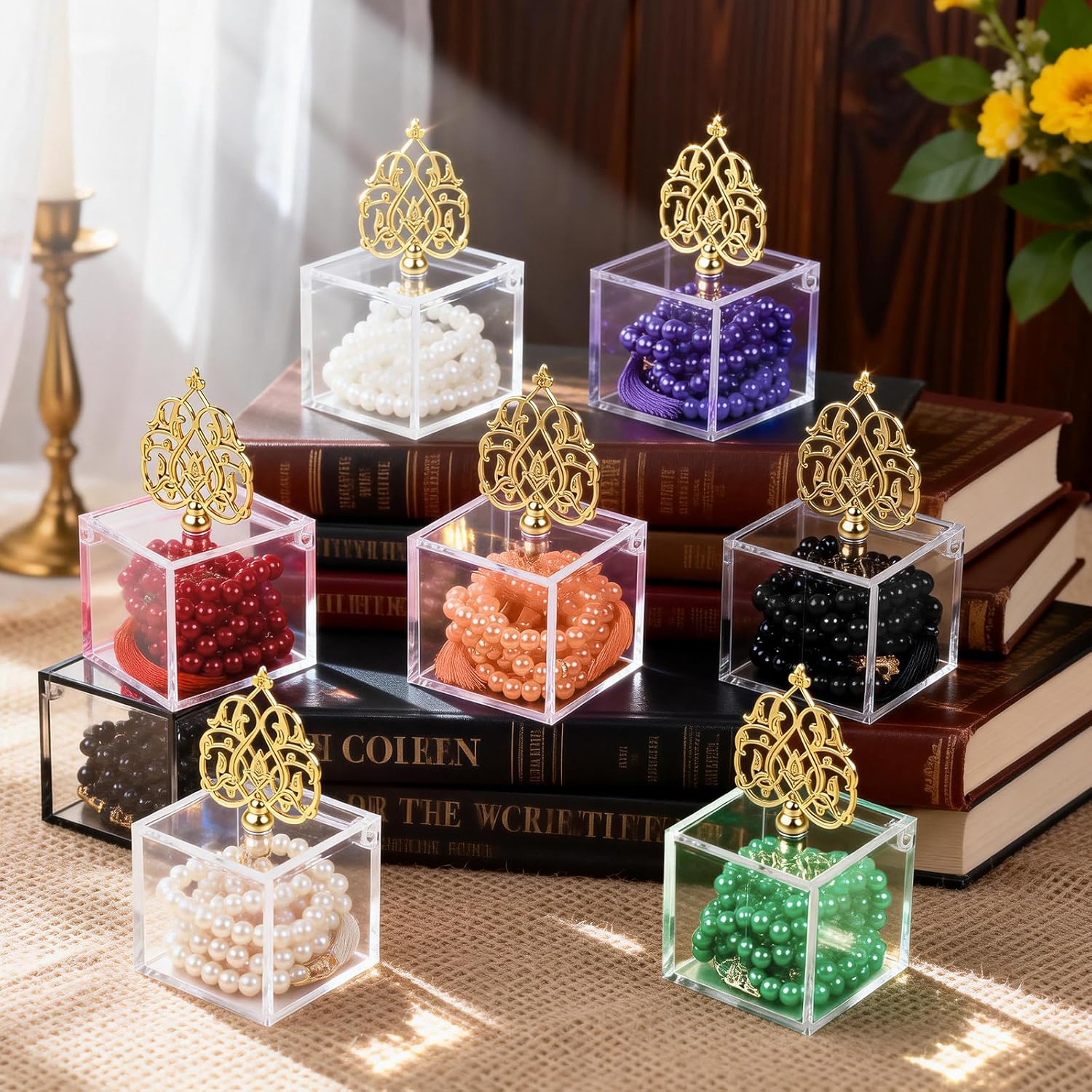 EUBUY 16 Sets Islamic Prayer Beads Bulk Ramadan Eid Al Adha Gifts 99 Beads Muslim Festival Rosary Islamic Eid Al Adha Party Gifts for Ramadan Wedding Muslim Festival Birthday