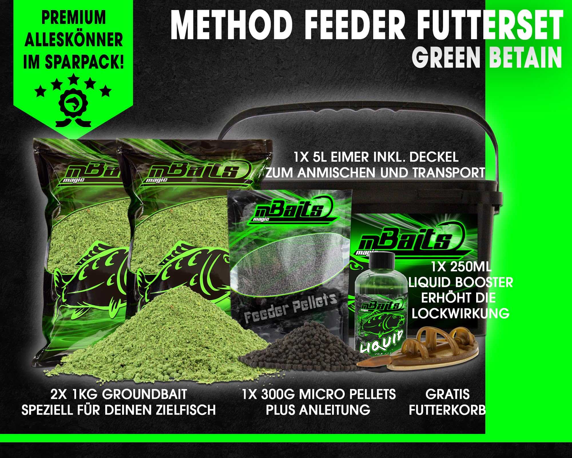 Angel-Berger Magic Baits Method Feeder Futterset Groundbait Liquid Pellets Futterkorb Futtermittel