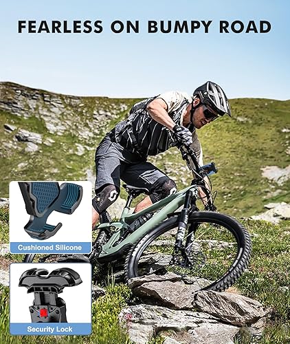 Miniatura 3 de Soporte de teléfono para motocicleta, soporte de teléfono para bicicleta bloqueo de 1s protección segura, soporte giratorio de 360 para manillar de