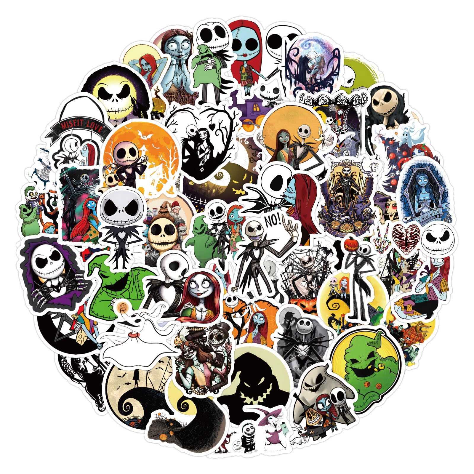 60Pcs The Nightmare Before Christmas Stickers for Kids Stickers Cute Gifts for Girls Boys Halloween Sticker for Kids Waterbottle Laptop Guitar Classroom Prizes for Elementary Students (Nightmare)