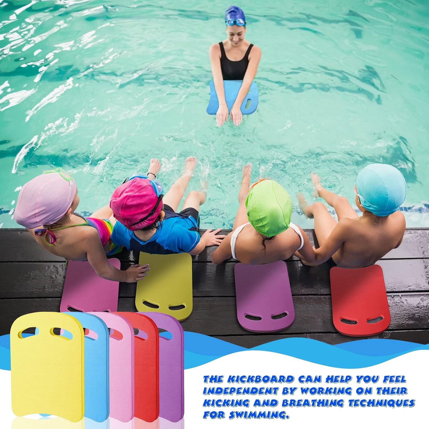 Sosation 5 Pcs Swimming Kickboard Kids Swimming Training Kickboard Pool Aid Float Equipment for Kids Swim Beginner Exercise Accessories
