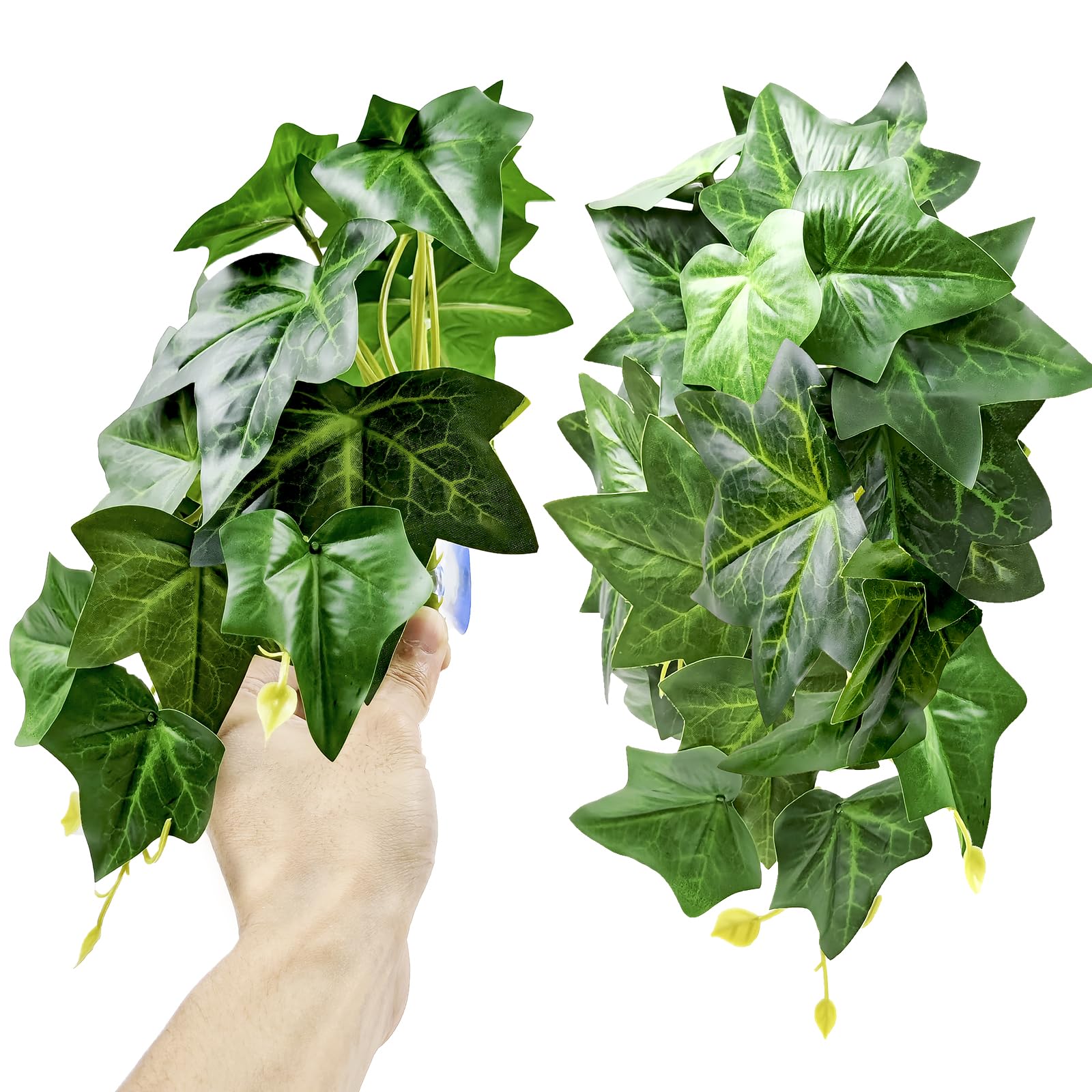 Woyrise Reptile Plants for Terrarium, Artificial Hanging Plants with Suction Cups, Amphibian Tank Habitat Decor Plastic Plant for Bearded Dragons