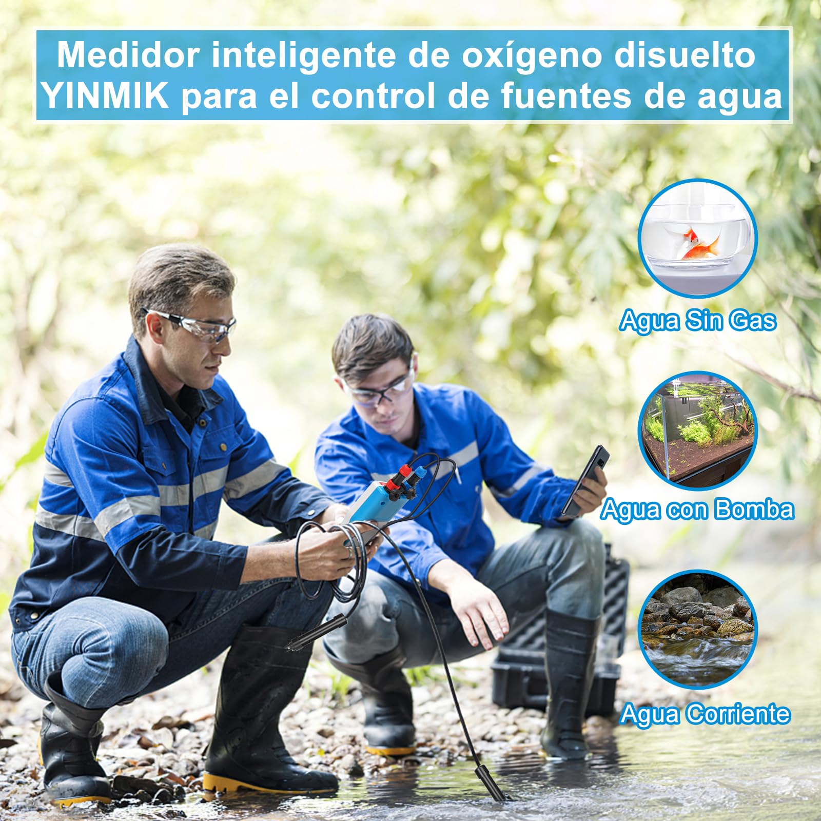 Medidor de Oxígeno Disuelto, Probador de pH DO SALT EC TDS Temp, Medidor de DO Inteligente con Compensación de Sal y Altitud, Monitor de DO Digital para Acuario, Acuicultura, Elaboración Científica | Medidor de temperatura 6 en 1 pH DO sal EC TDS con sali