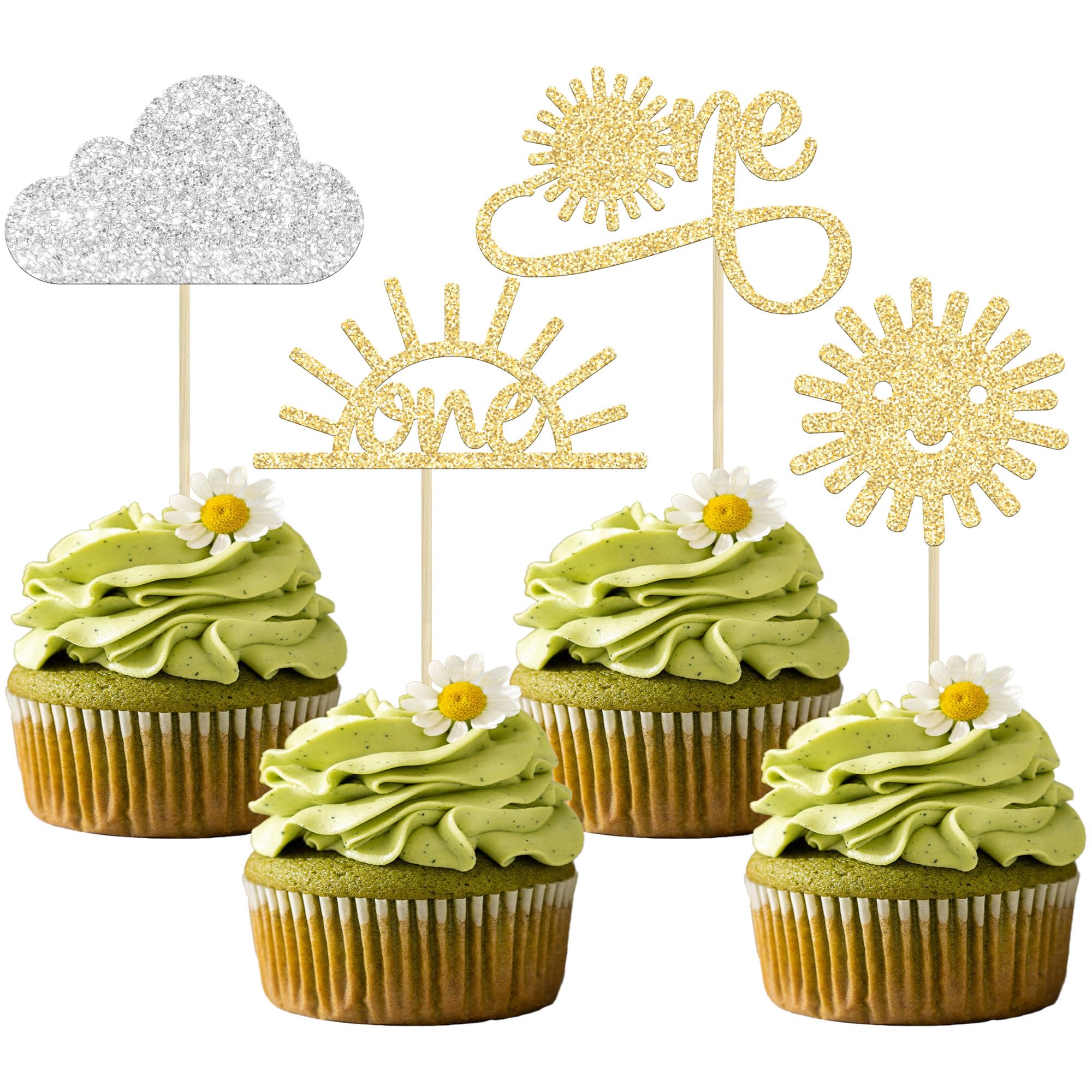 Gyufise Confezione Da 24 Decorazioni Dorate Per Cupcake Per Primo - 12