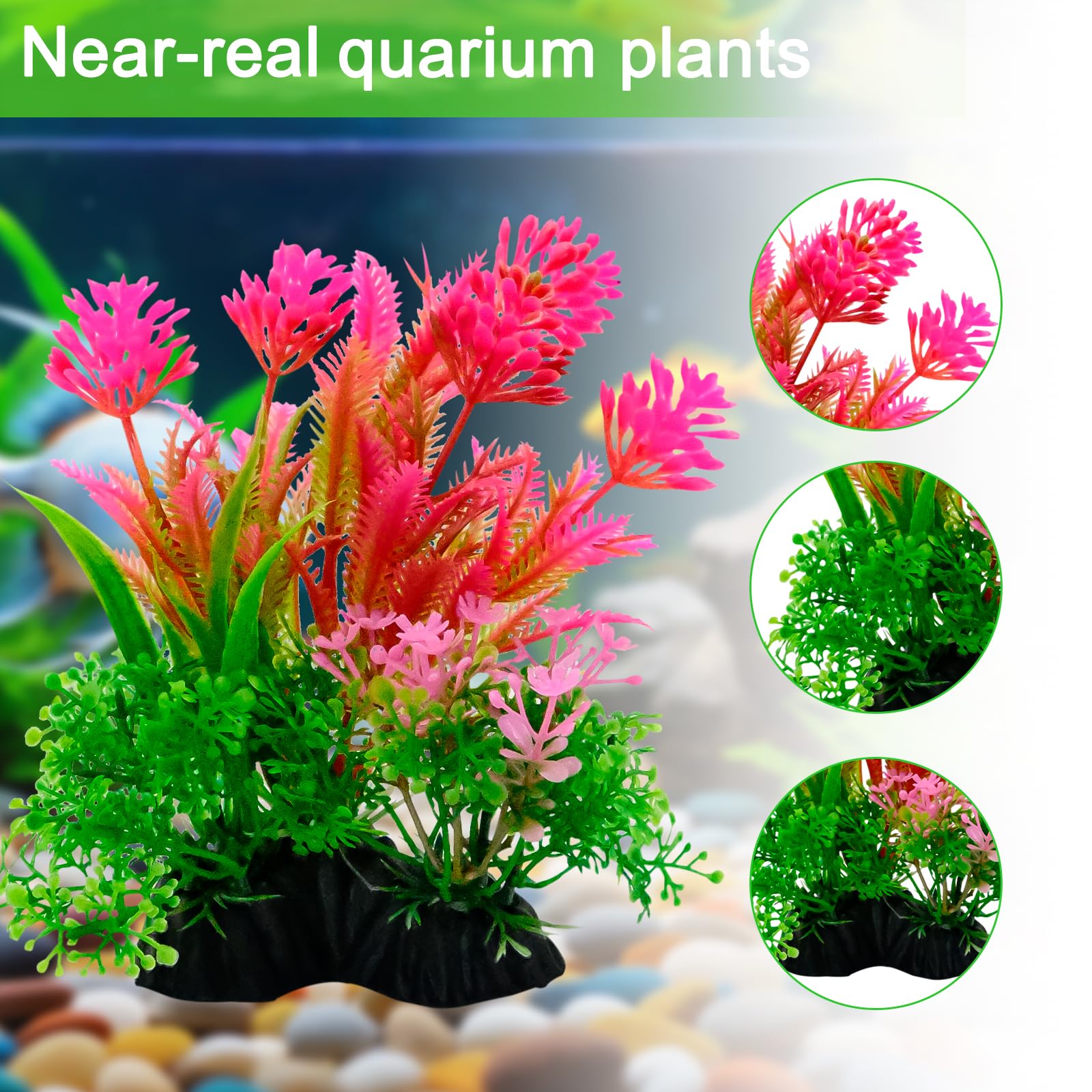 Akcesoria do akwarium Rośliny akwariowe, 10 szt., sztuczne plastikowe dekoracje do akwarium, rośliny i jaskinia skała, dekoracja akwarium do akwariów