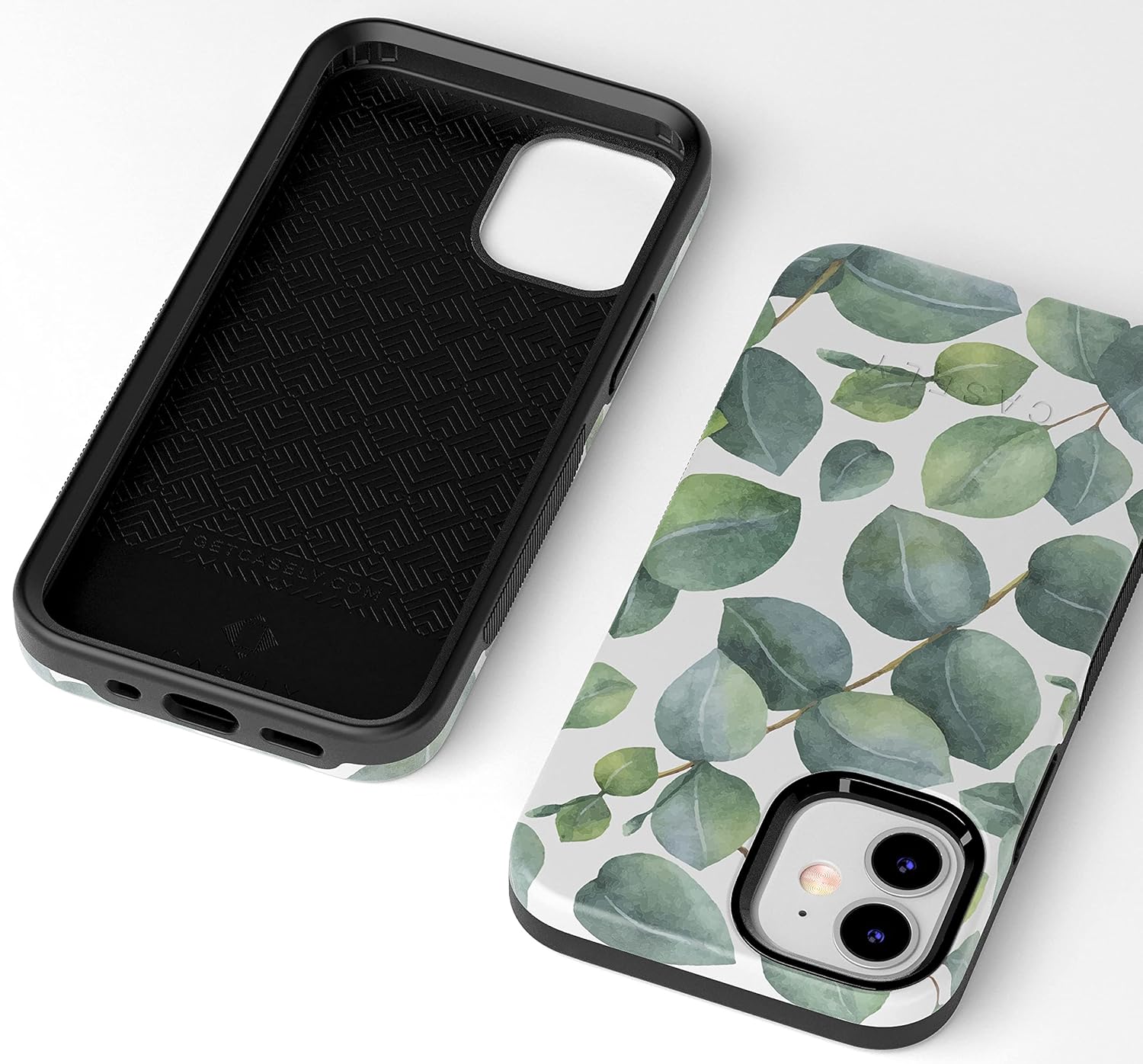 Casely iPhone 12 Mini Case | Leaf Me Alone | Green Floral Print | Bold Protective Design | Compatible with MagSafe