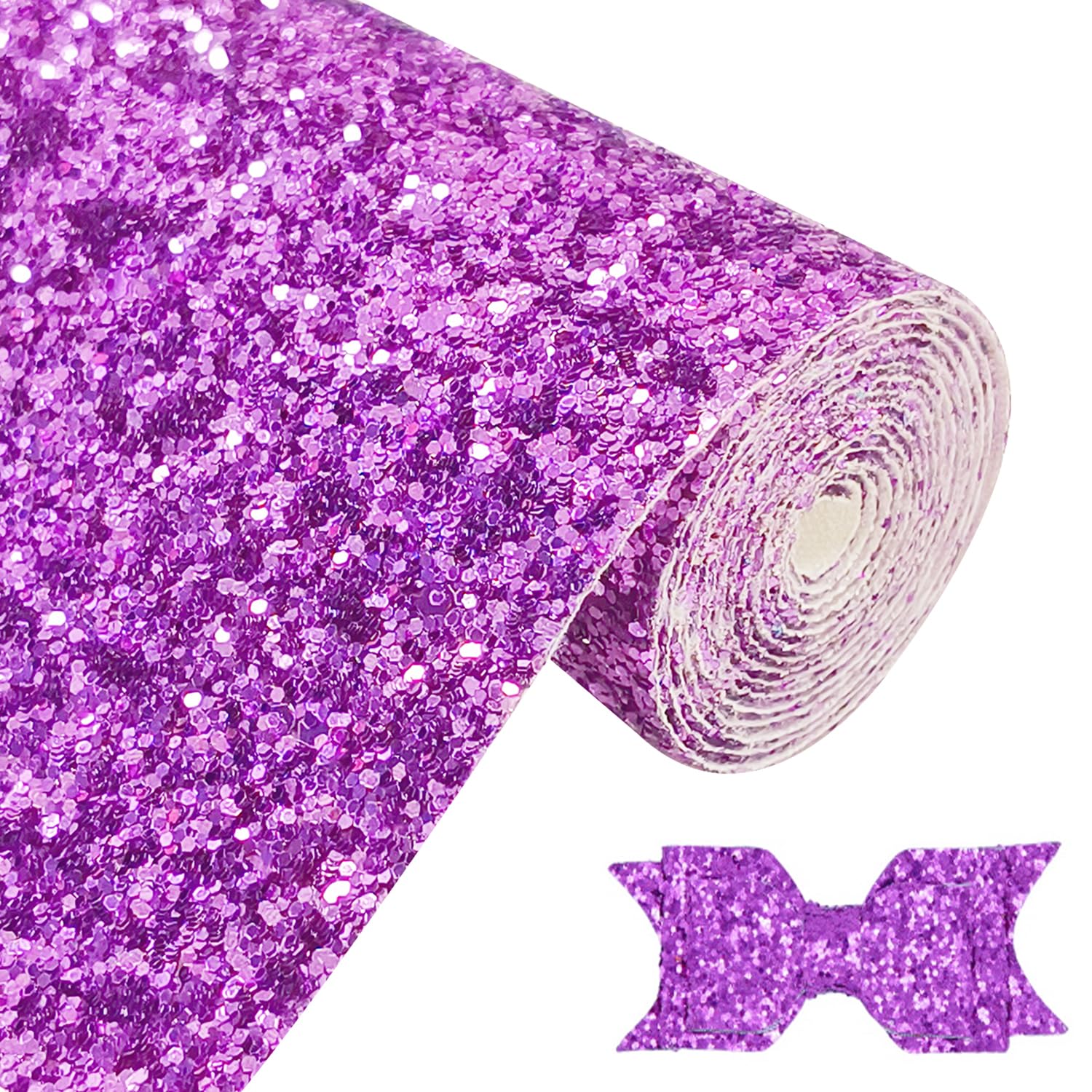 Greatdiy Sparkly Light Purple Chunky Glitter Faux Leather Roll 12