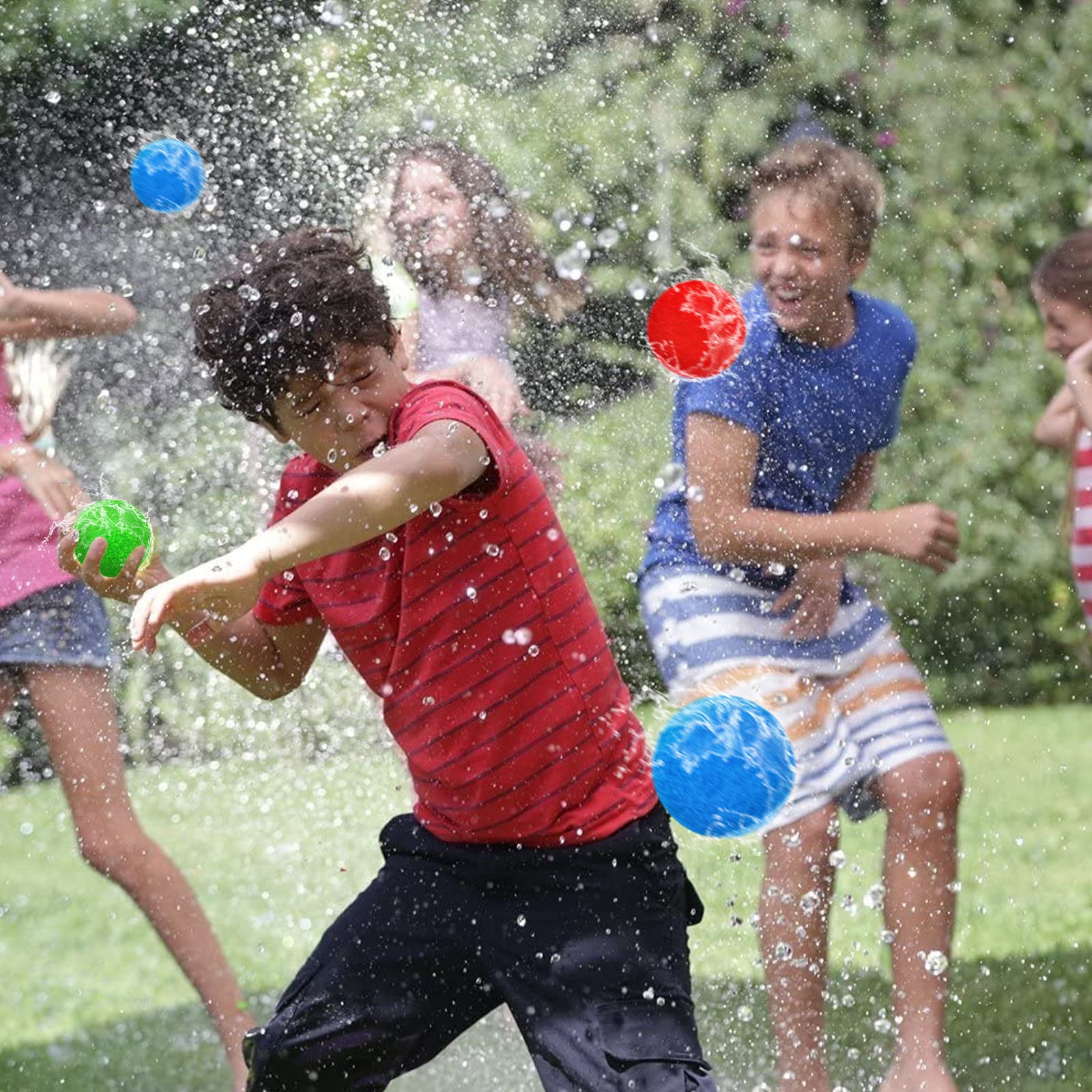 Aurasky Balles à Eau Réutilisables, 30 Pcs Ballon d'eau en Peluche, Bombes à Eau Colorés, Boules à Eclaboussures, Jouets Aquatiques pour Enfants Extérieur Parc Aquatique Piscine Plage