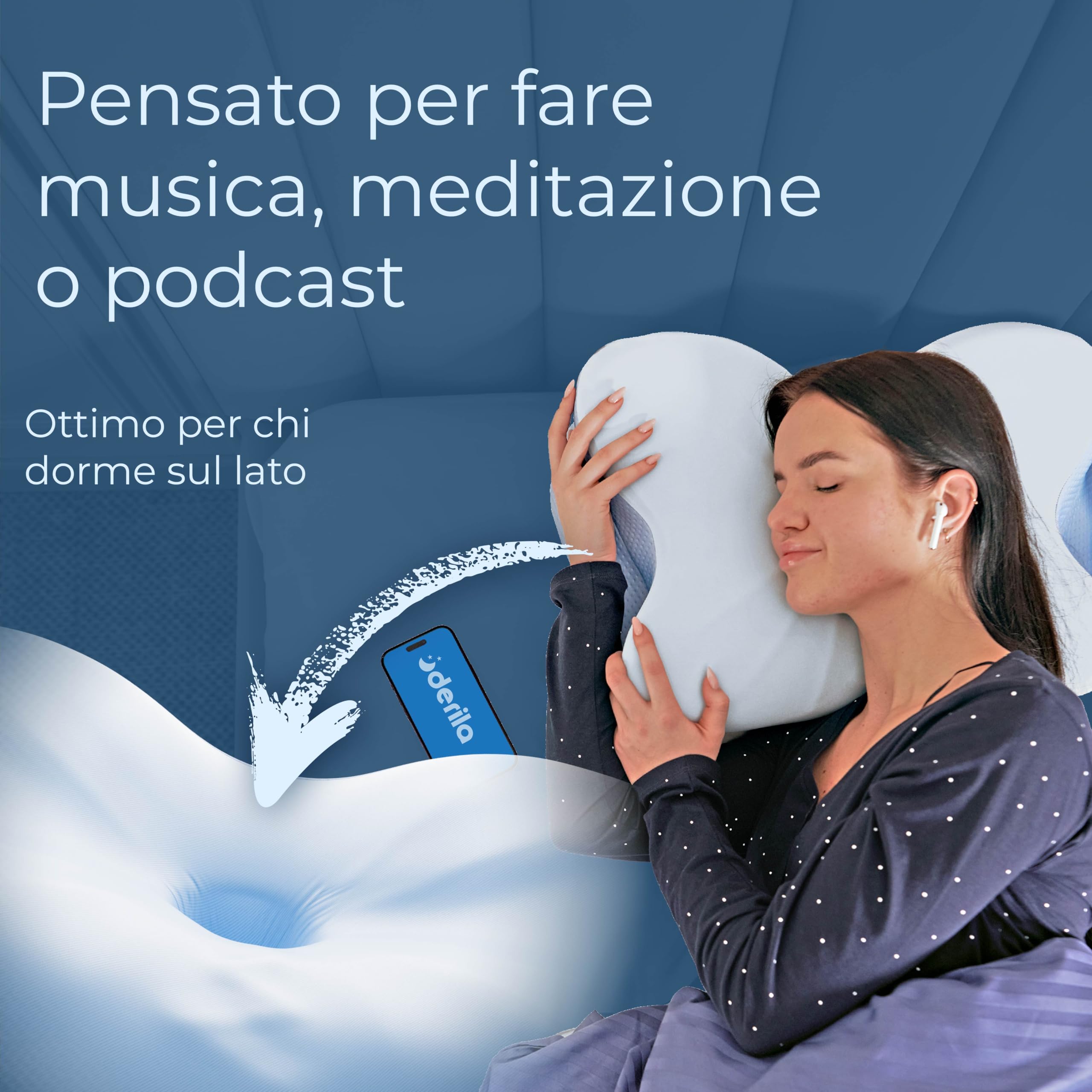 Derila Ergo Cuscino Cervicale Memory Foam - Cuscino a Farfalla con Tecnologia Avanzata per Dormire - Ideale per ogni Posizione del Sonno