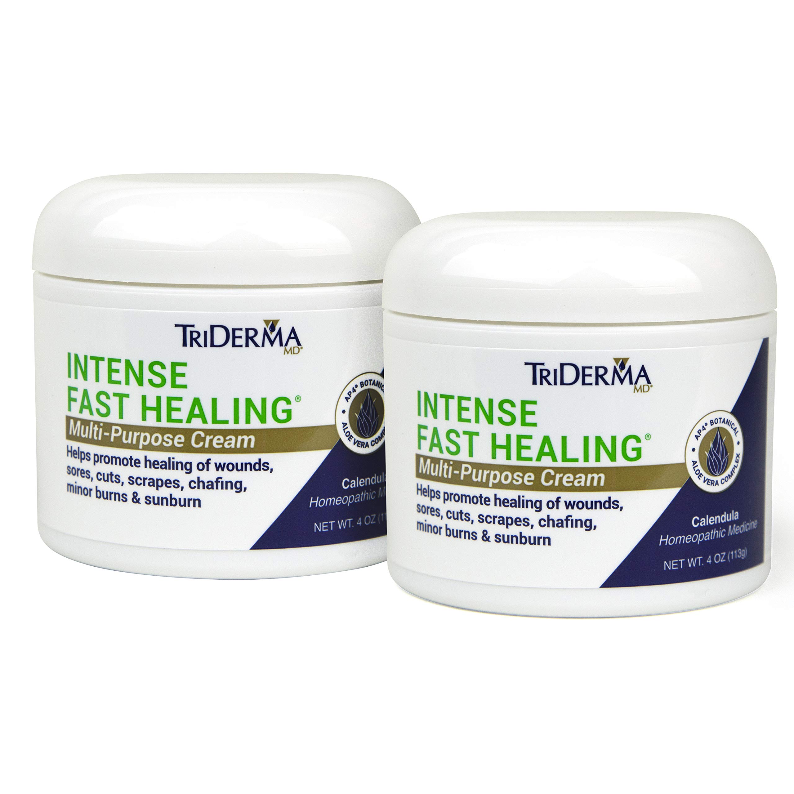 TriDerma Intense Fast Skin Healing Cream for Hard-to-Heal Skin Irritations, Sores, Rashes, Dry, Cracked Hands, Cuts, Chafing, Burns, Scrapes - First