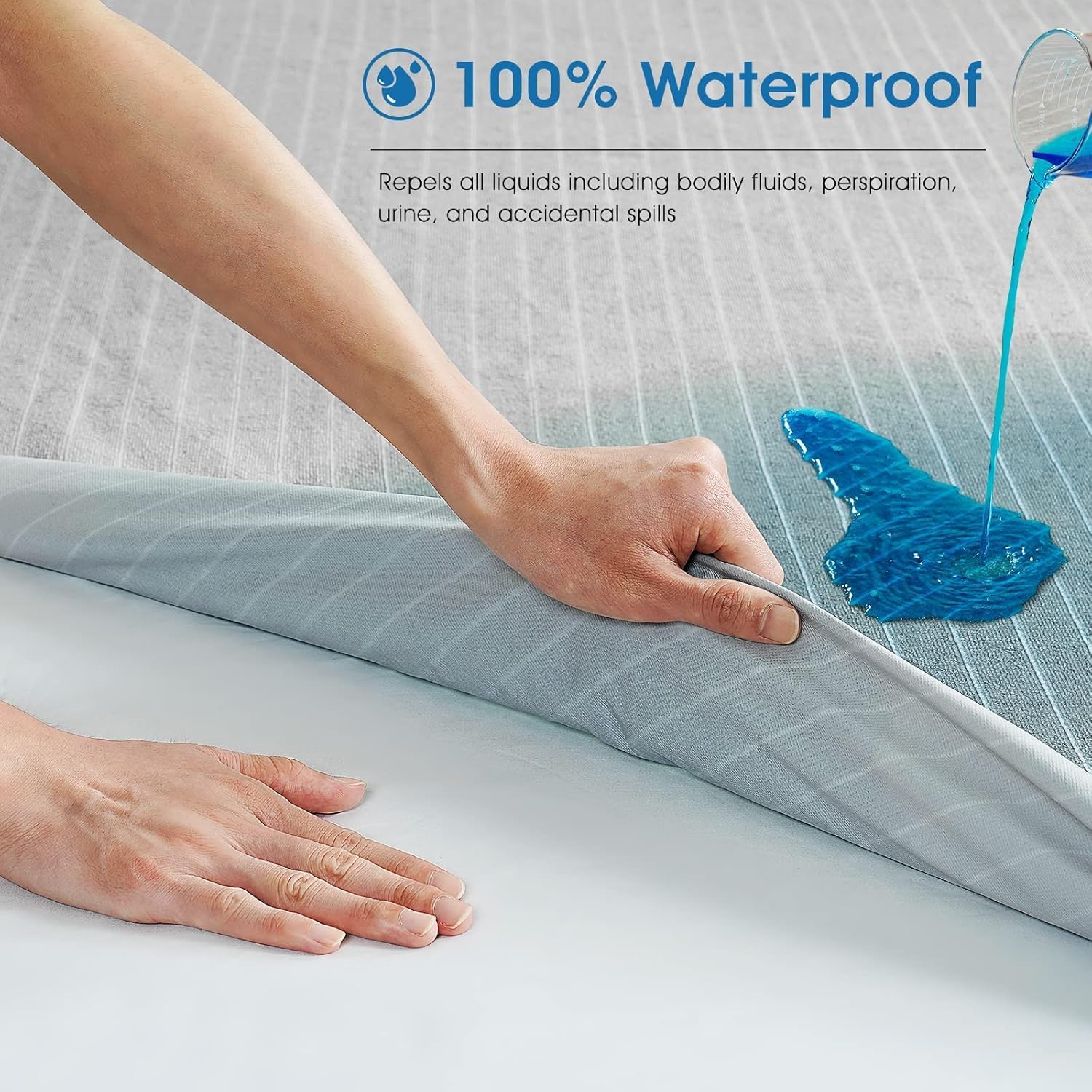 TASTELIFE Waterproof Mattress Protector Twin XL Size, Premium Breathable Bed Cover with Deep Pocket 6"-18", Noiseless Machine Washable & Vinyle-Free for Home & Hotel (Gray)