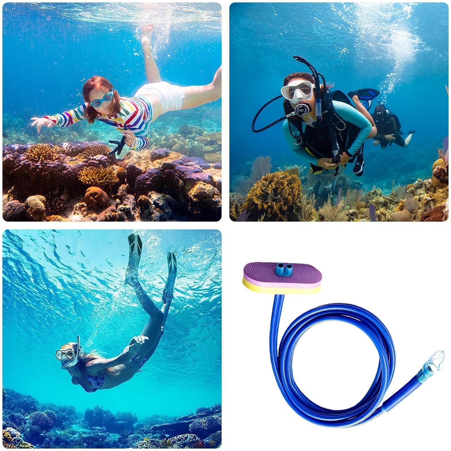 Swimming Snorkel Soft Long No Slip Comfortable Mouthpiece | Adult Swimmers Snorkeling Gear for Freediving Water Sports Diving Outdoor Pool Vacation Holiday