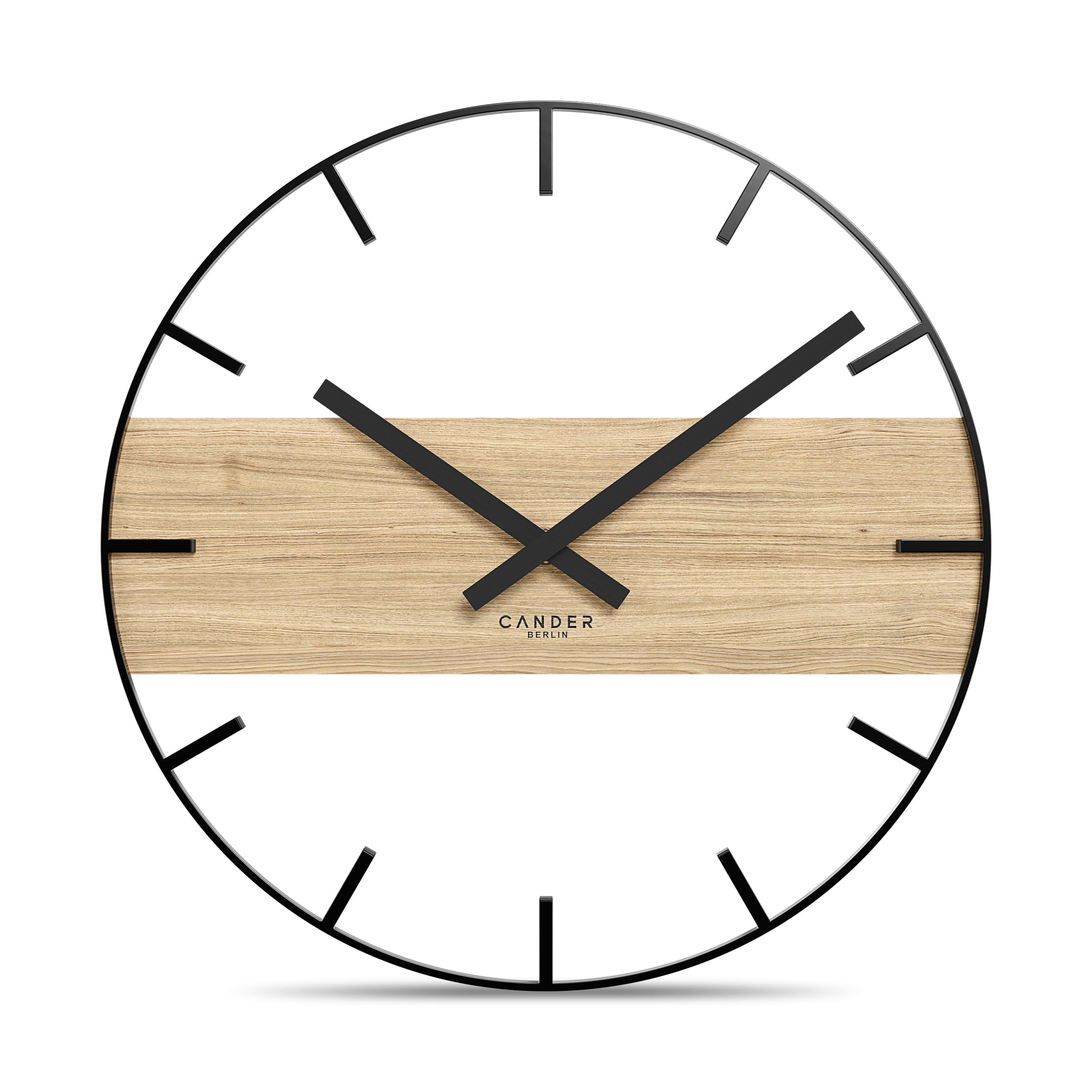Cander Berlin MNU 2730A Wooden Wall Clock Silent 30cm Modern Oak Veneer Non Ticking Kitchen Living Room Analogue Vintage