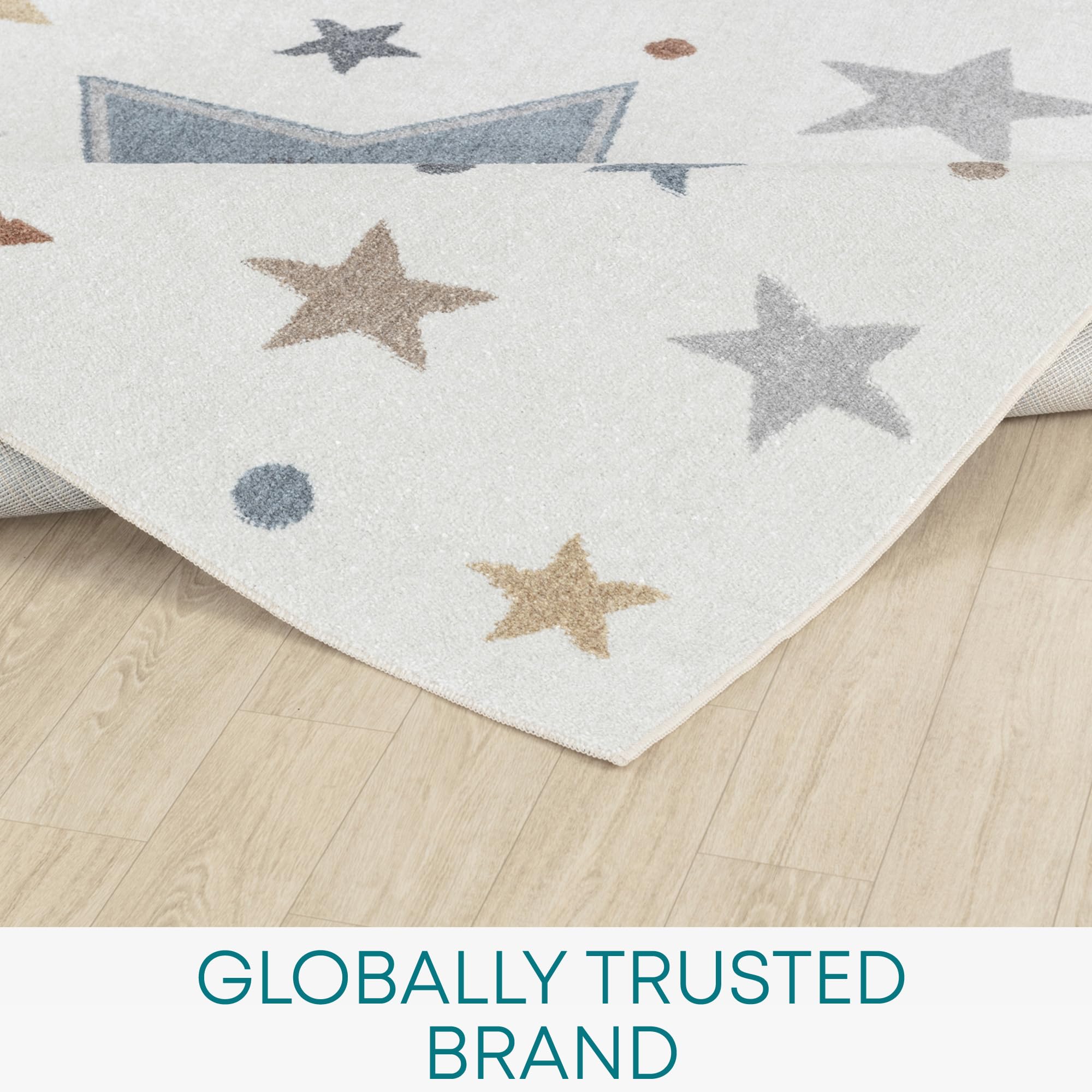 Livabliss Supermama Stars Pattern Rug, Childrens Rugs for Bedroom 80x150 cm - Image 4