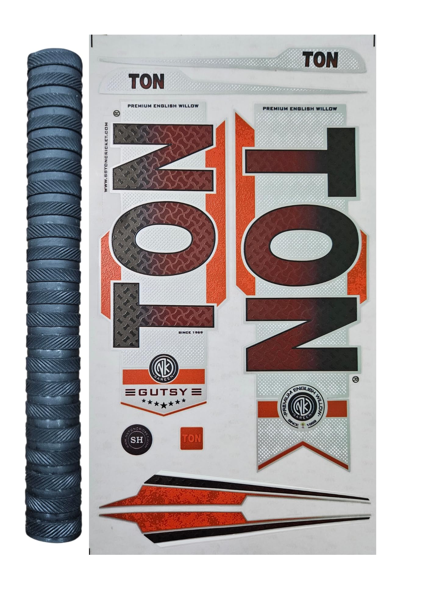 Cricket Bat Sticker & Grip Ring Chevron | 4D Digital Embossed English Willow Fiber Tape Sports Accessories Protection GTP (Black)