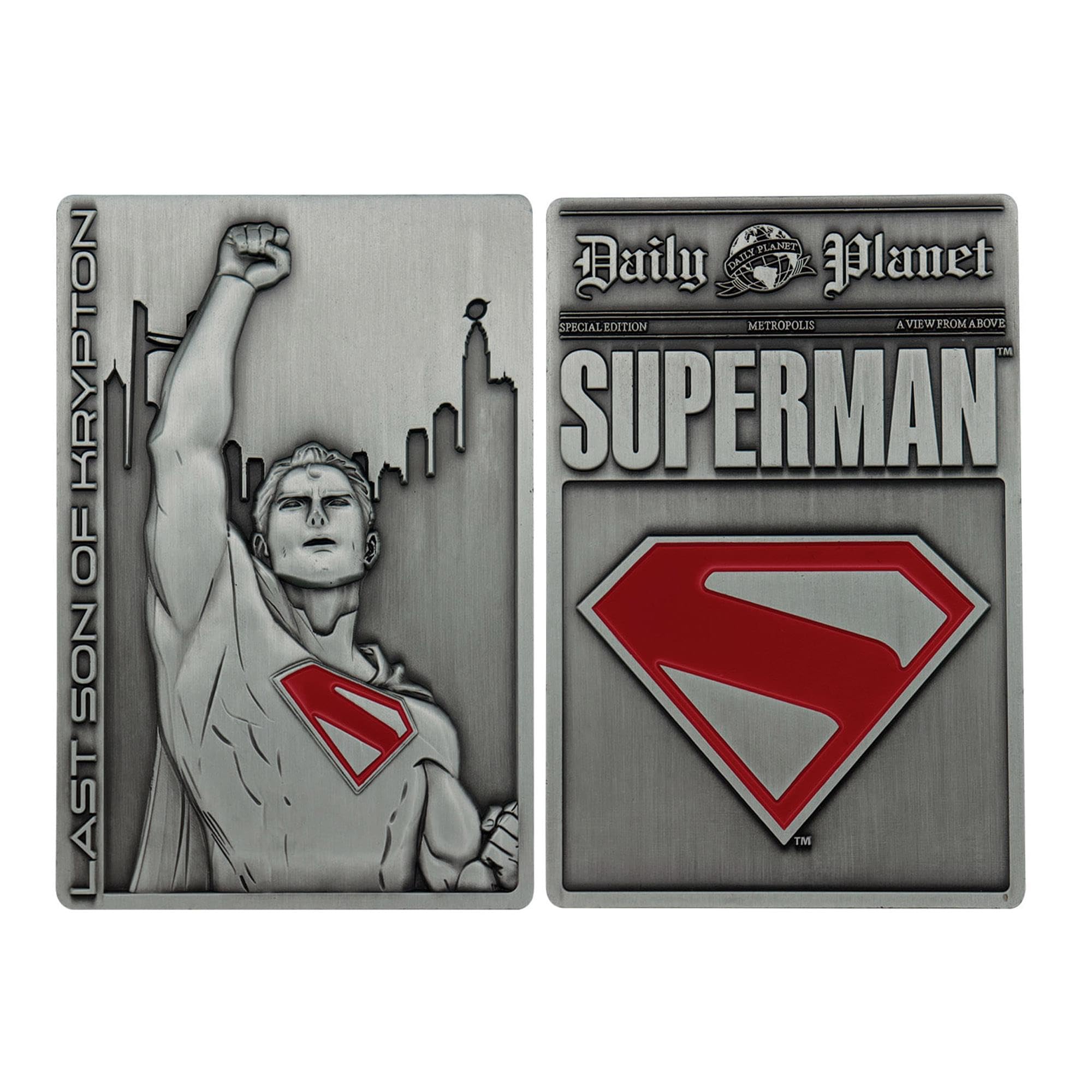Fanattik Metallic Superman 2025 Last Son Of Krypton Ingot | Limited Edition 5,000 Numbered Collectible | Officially Licensed 89X59mm