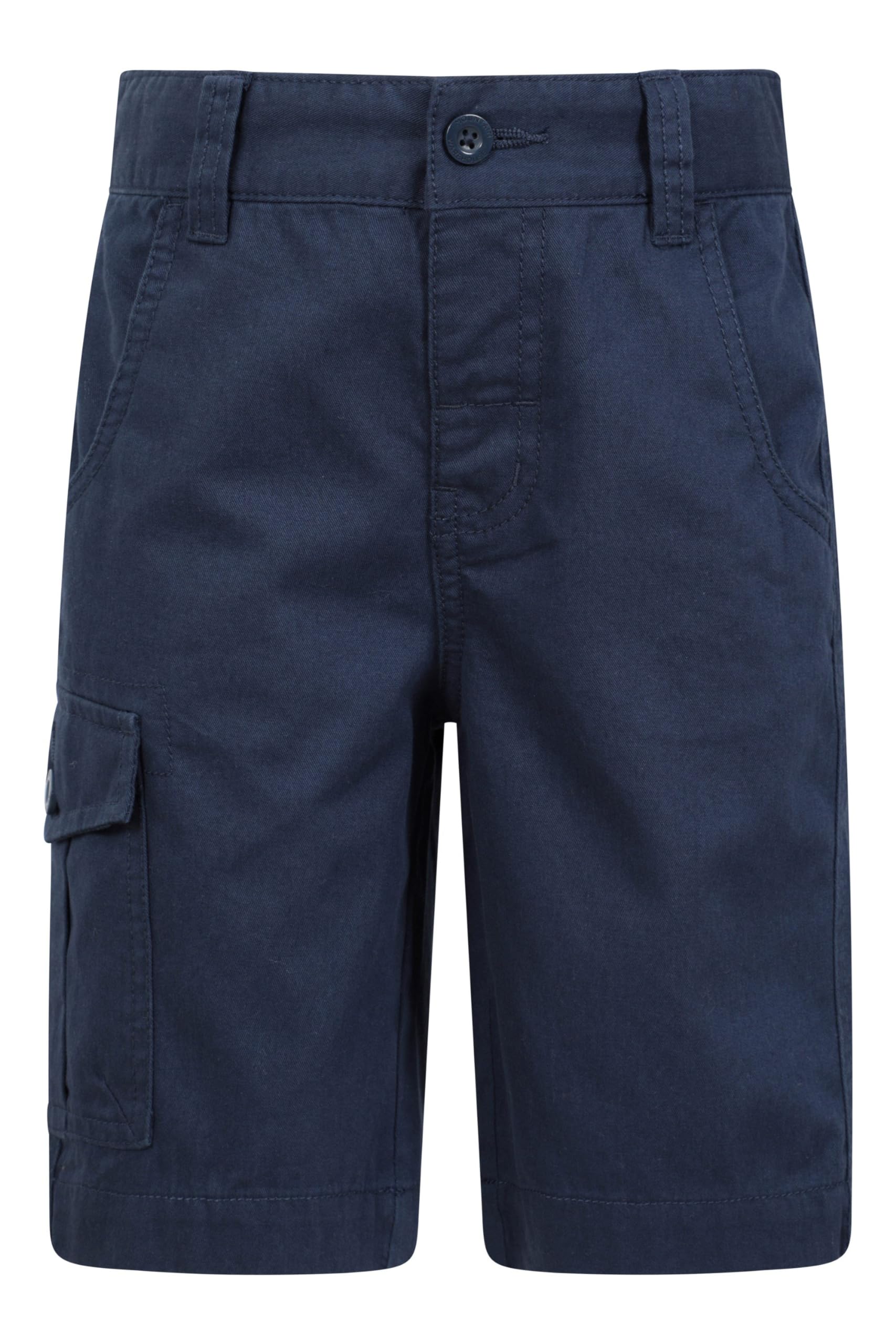 Mountain Warehouse Cargo Kids Shorts - 100% Cotton Pants, Adjustable Waistband, Soft Childrens Shorts, Pockets, Easy Care - Spring Summer, Camping, Travelling Navy Kids Size 11-12 Years