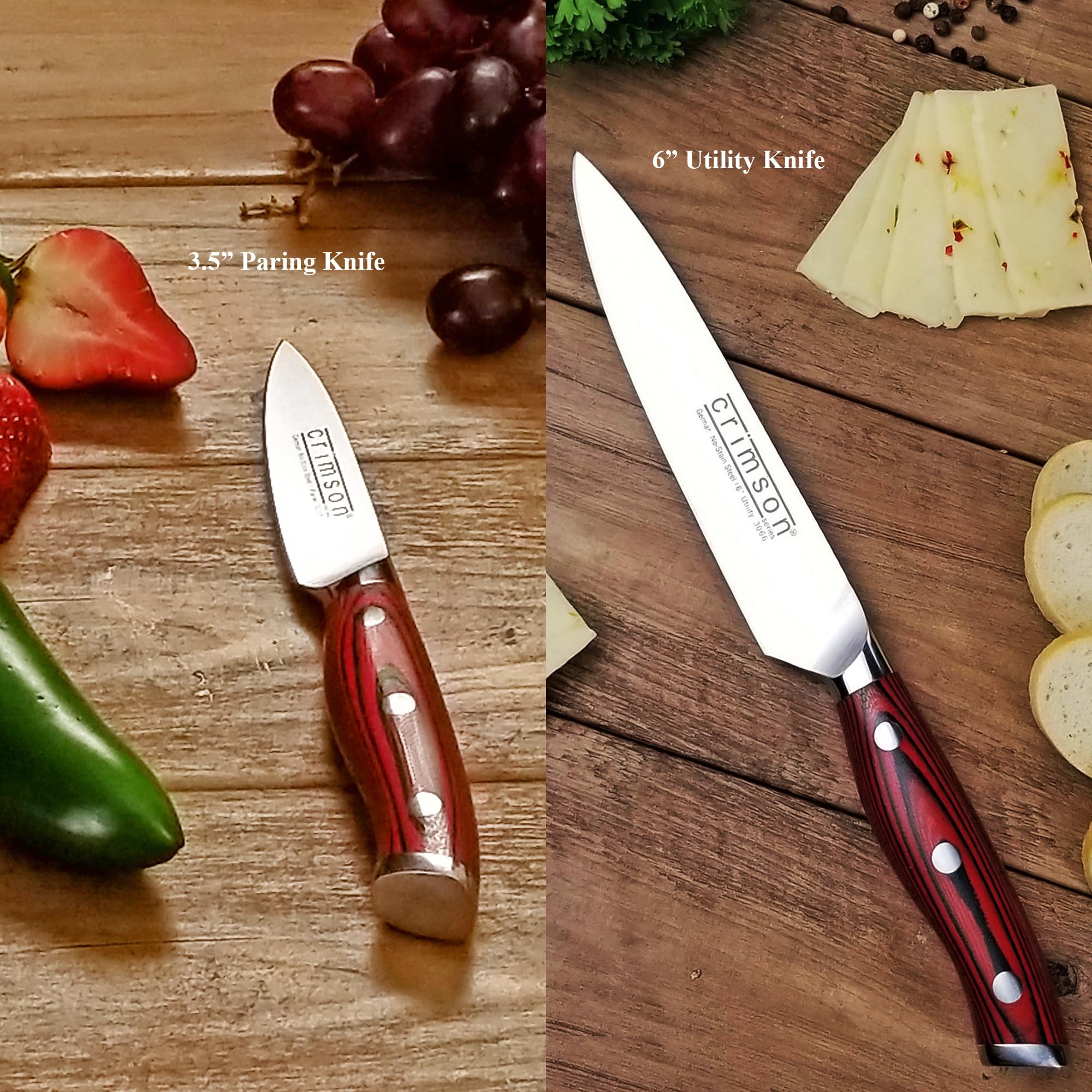 Amazon | 18ピースカトラリーセット竹ブロックナイフg10ハンドルセット