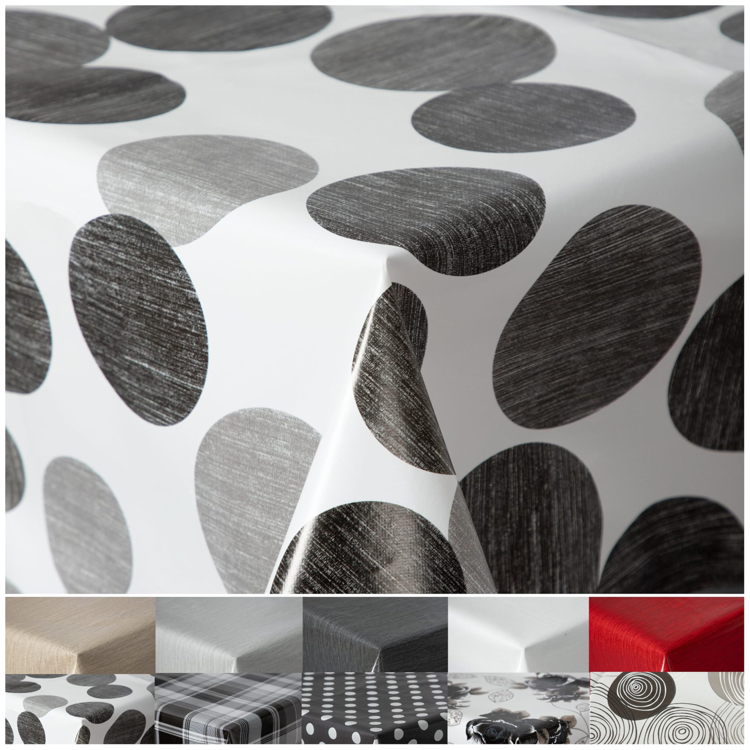 Runde PVC-Tischdecke, Wasserdicht – Ø 140 Cm, Grau Plaid-Muster, Abwischbar